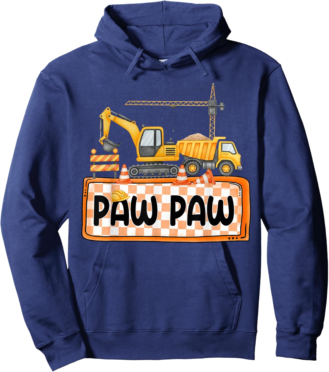 Funny Paw Paw Construction Excavator Matching Family Hoodie - Hoodie | Navy