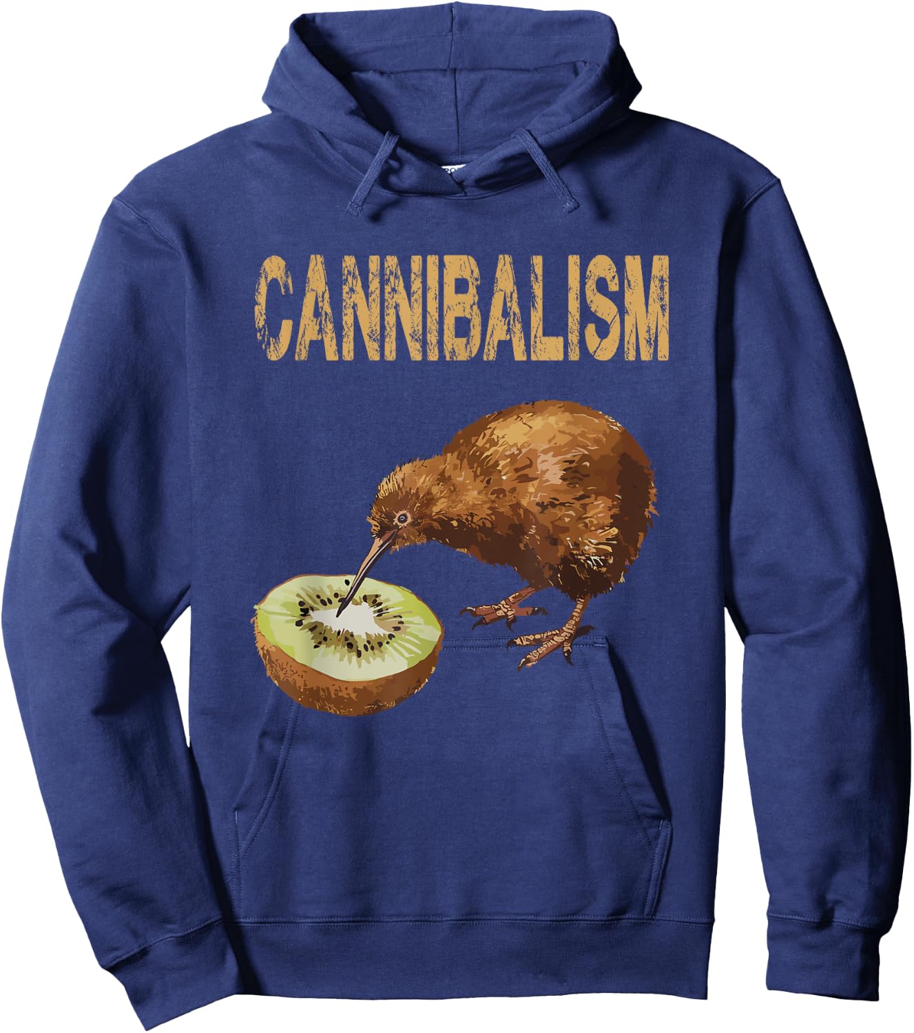 Cannibalism Kiwi Bird Enjoys a Kiwifruit Fun Hoodie - Hoodie | Navy