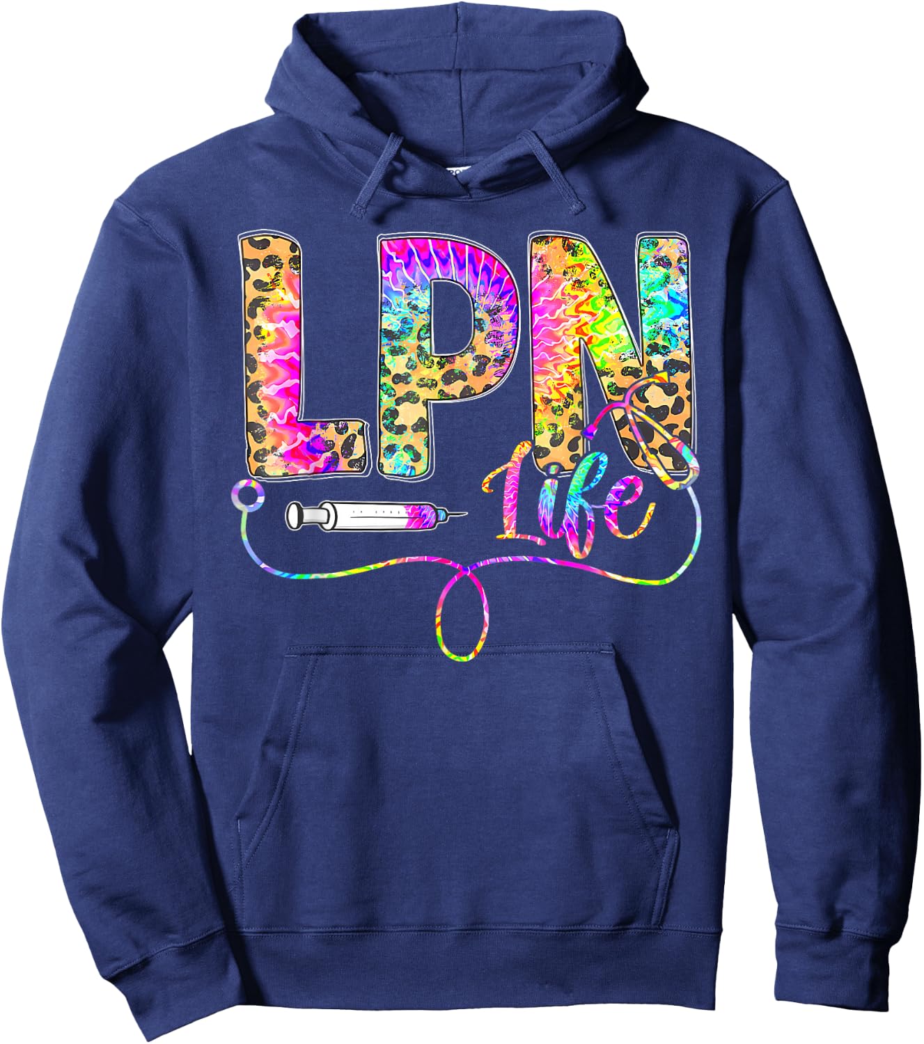 Leopard Tie Dye LPN Life Nurse Squad Nurse Women Hoodie - Hoodie | Navy