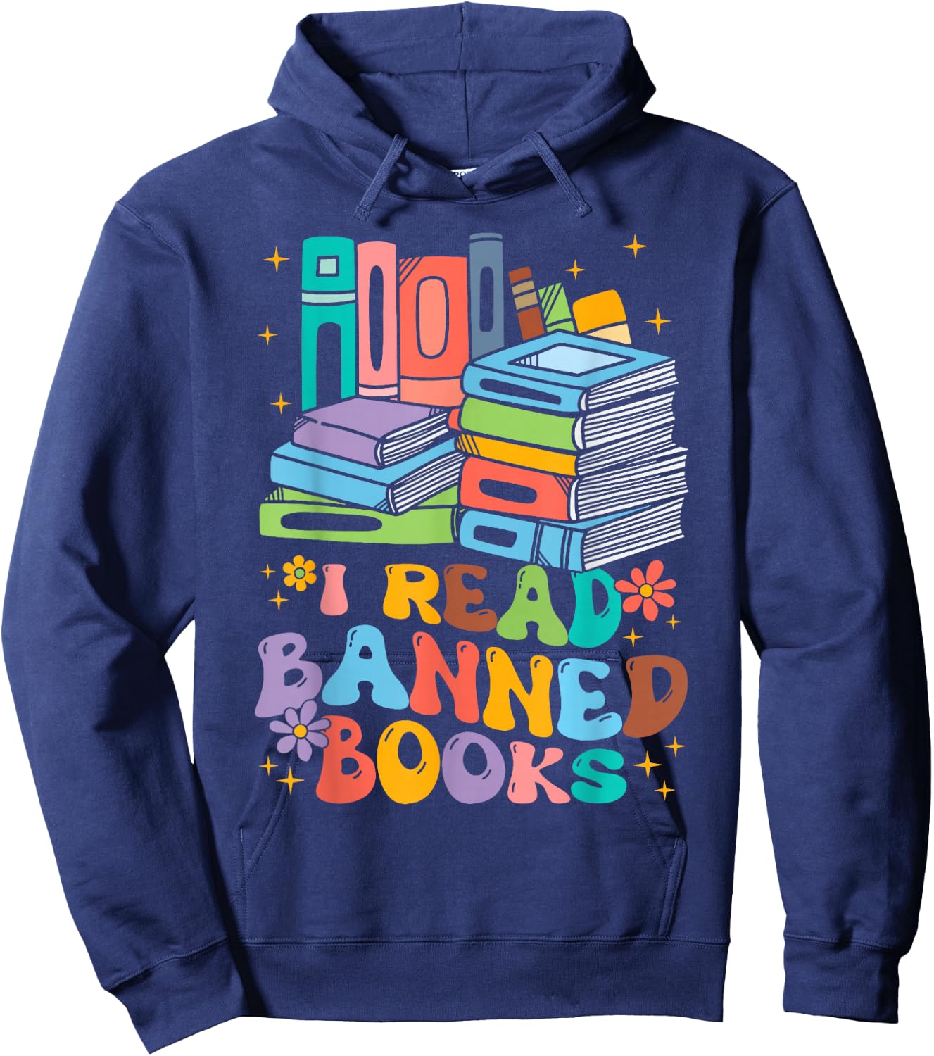 Vintage Retro I Read Banned Books Funny Book Lover Bookworm Hoodie - Hoodie | Navy