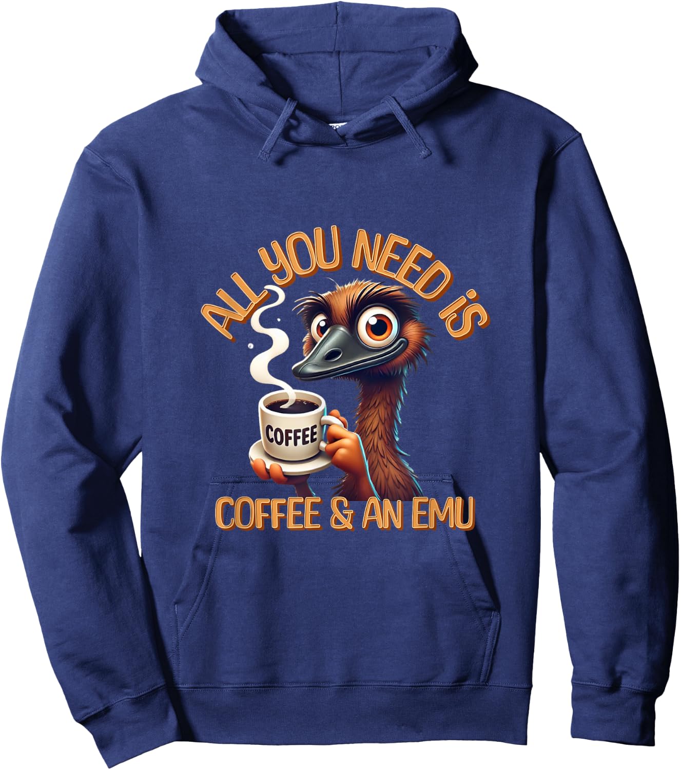 Funny Emu & Coffee Lover Zookeeper Animal Lovers Hoodie - Hoodie | Navy