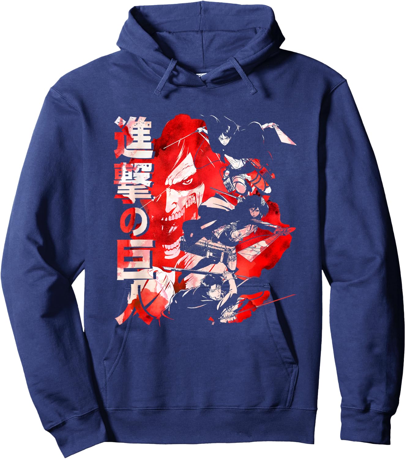 Attack on Titan Season 2 Watercolor Collage Anime Hoodie - Hoodie | Navy