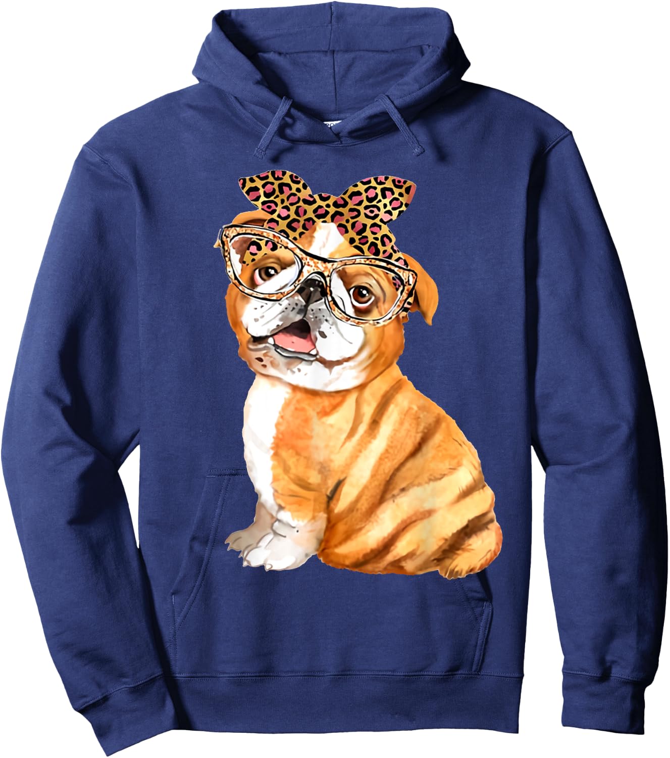 English Bulldog, Dog Dad Mom Gifts, Nerdy Glasses Bulldog Men Women Girls Kids Hoodie - Hoodie | Navy