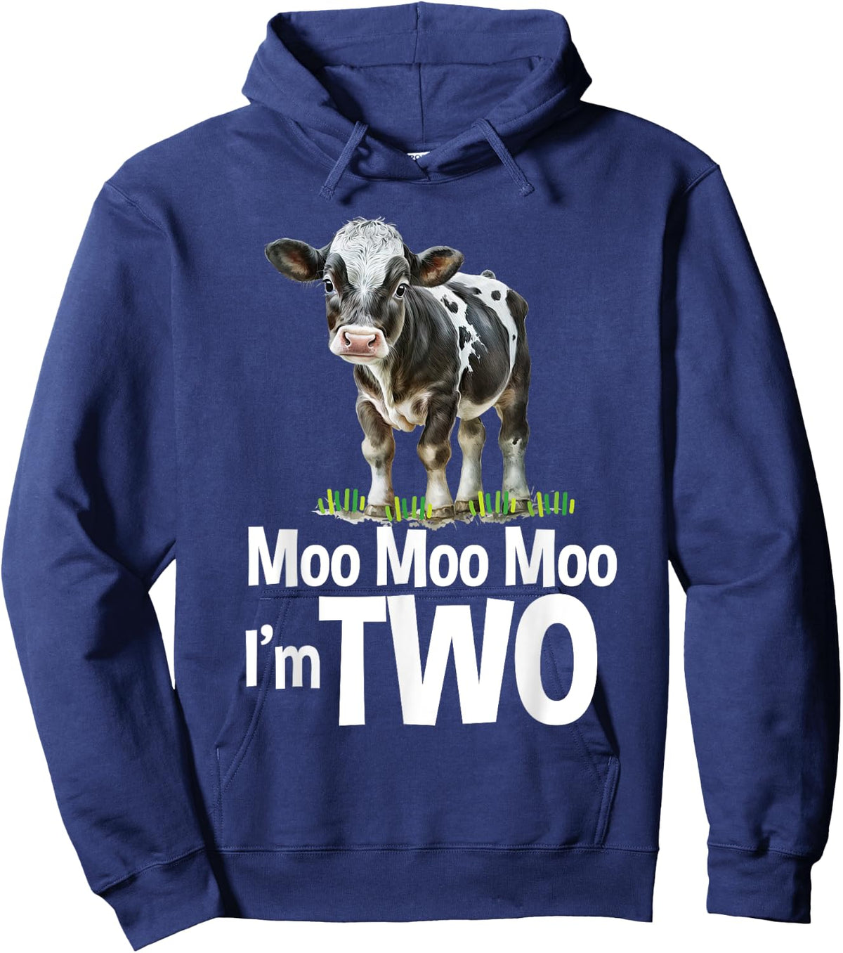 Moo Moo I'm Two 2nd Birthday Funny Cute Cow Sounds Toddler Hoodie - Hoodie | Navy