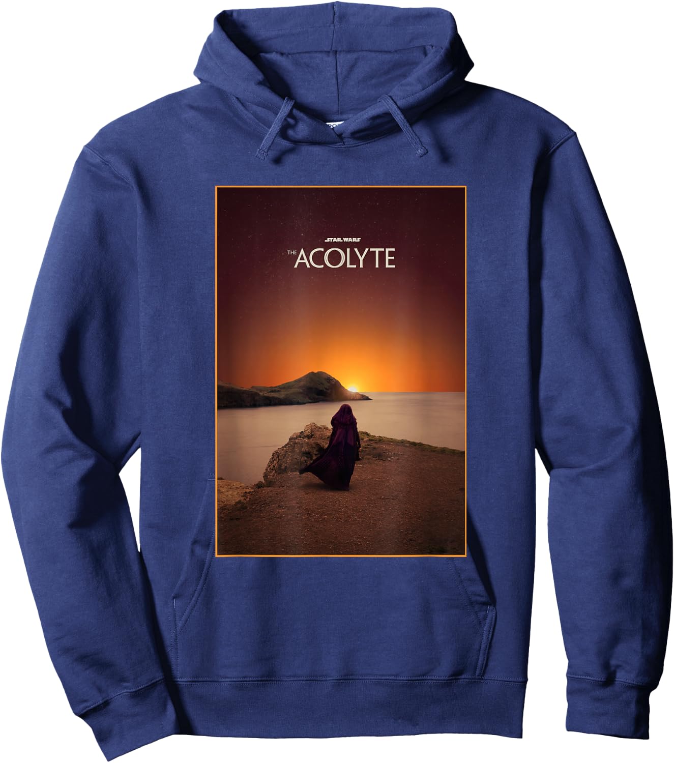 Star Wars The Acolyte Fading Sunset Landscape Title Poster Hoodie - Hoodie | Navy
