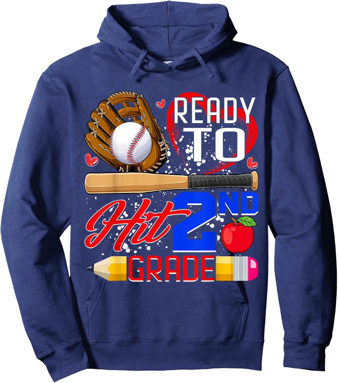 Ready To Hit 2nd Grade Back To School Baseball Lovers Boys Hoodie - Hoodie | Navy