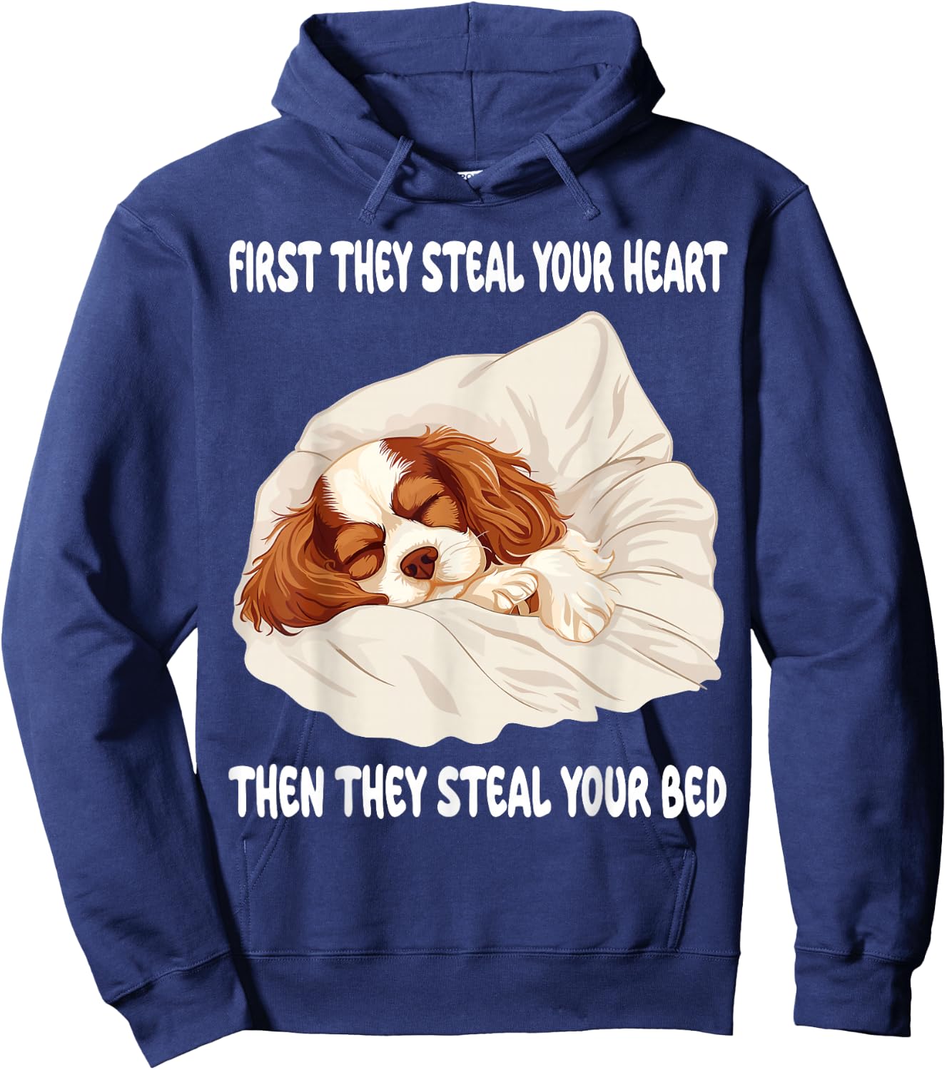 Cavalier King Charles Spaniel Sleeping Pajamas Nightgown Hoodie - Hoodie | Navy