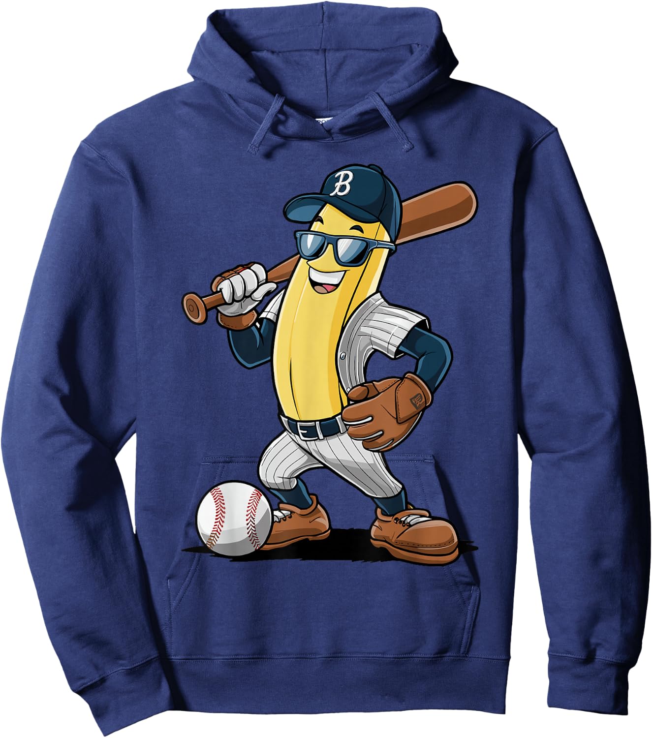 Banana Softball Sport Fruit Cute Banana Baseball Player Hoodie - Hoodie | Navy
