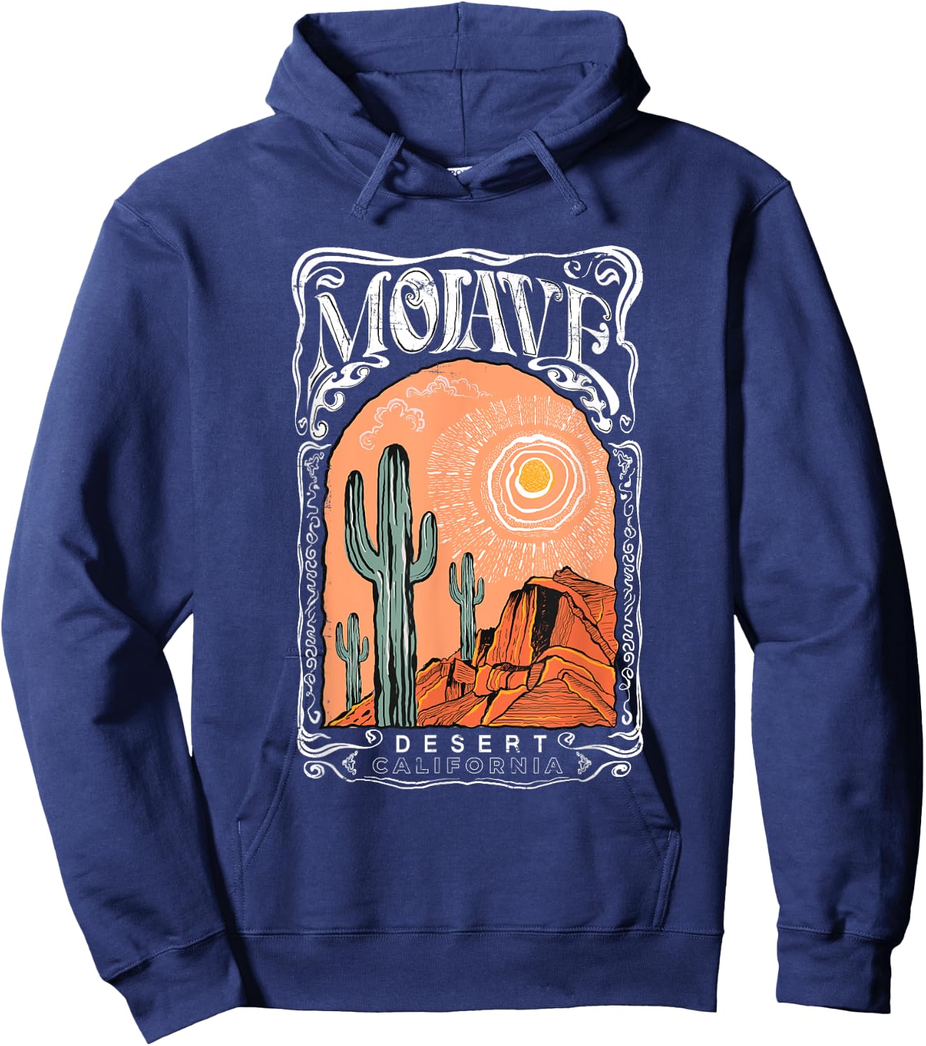 Vintage Mojave Desert Summer Cactus And California Sun Hoodie - Hoodie | Navy