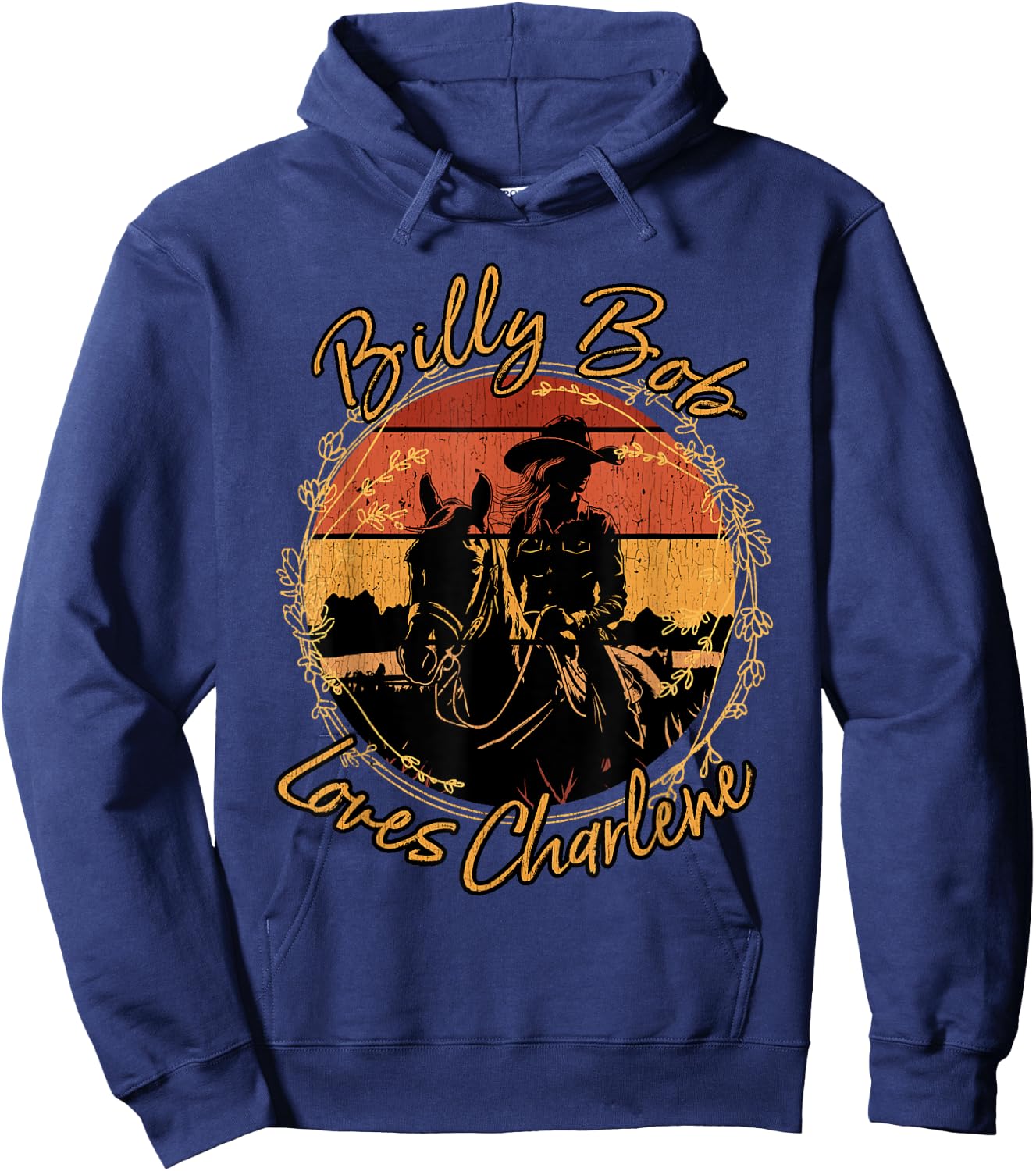 Billy Bob Loves Charlene Riding Horses Cowgirl Hoodie - Hoodie | Navy