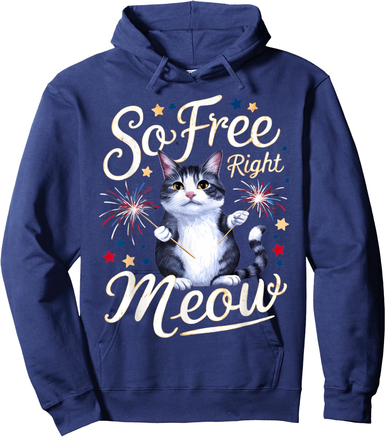 I'm So Free Right Meow Shirts Women Funny 4th of July Cats Hoodie - Hoodie | Navy