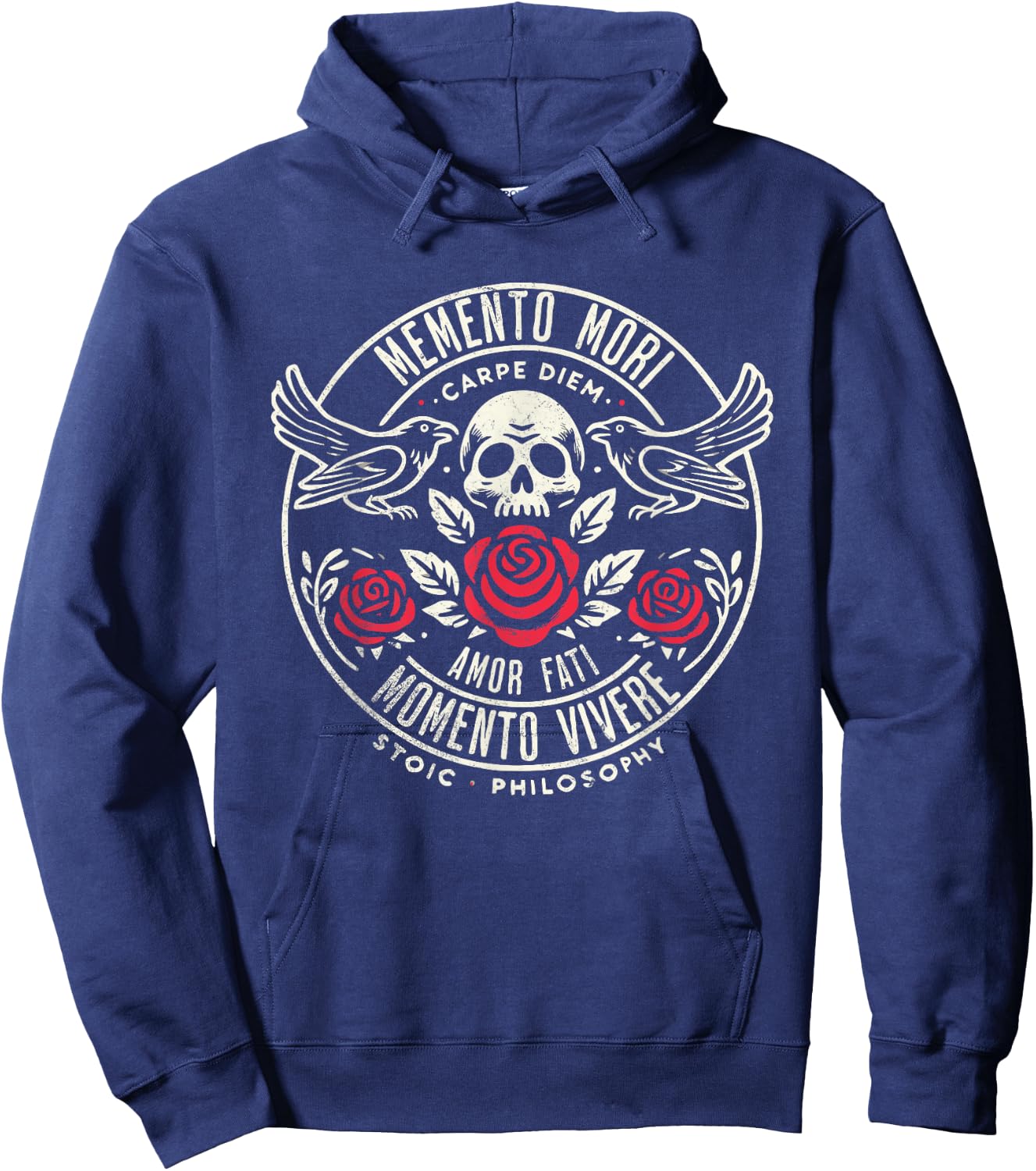 Memento Mori, Amor Fati, Stoic Quote Philosophy Hoodie - Hoodie | Navy