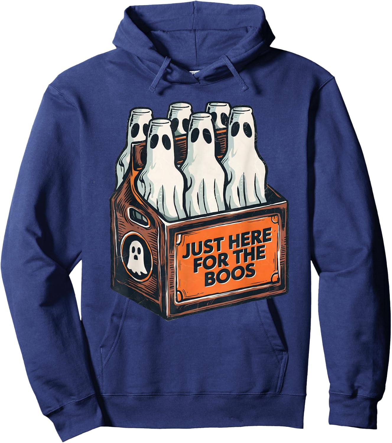 Here for the Boos Halloween 6 Pack Booze Ghost Beer Bottles Hoodie - Hoodie | Navy