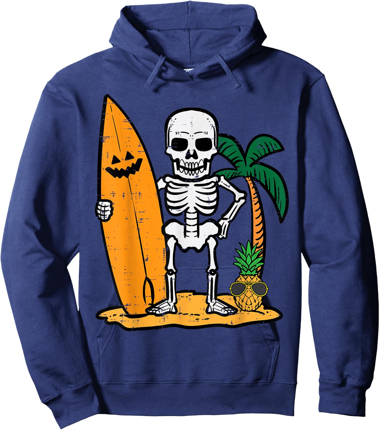 Halloween Surfer Skeleton Costume Hawaii Surf Men Women Kids Hoodie - Hoodie | Navy