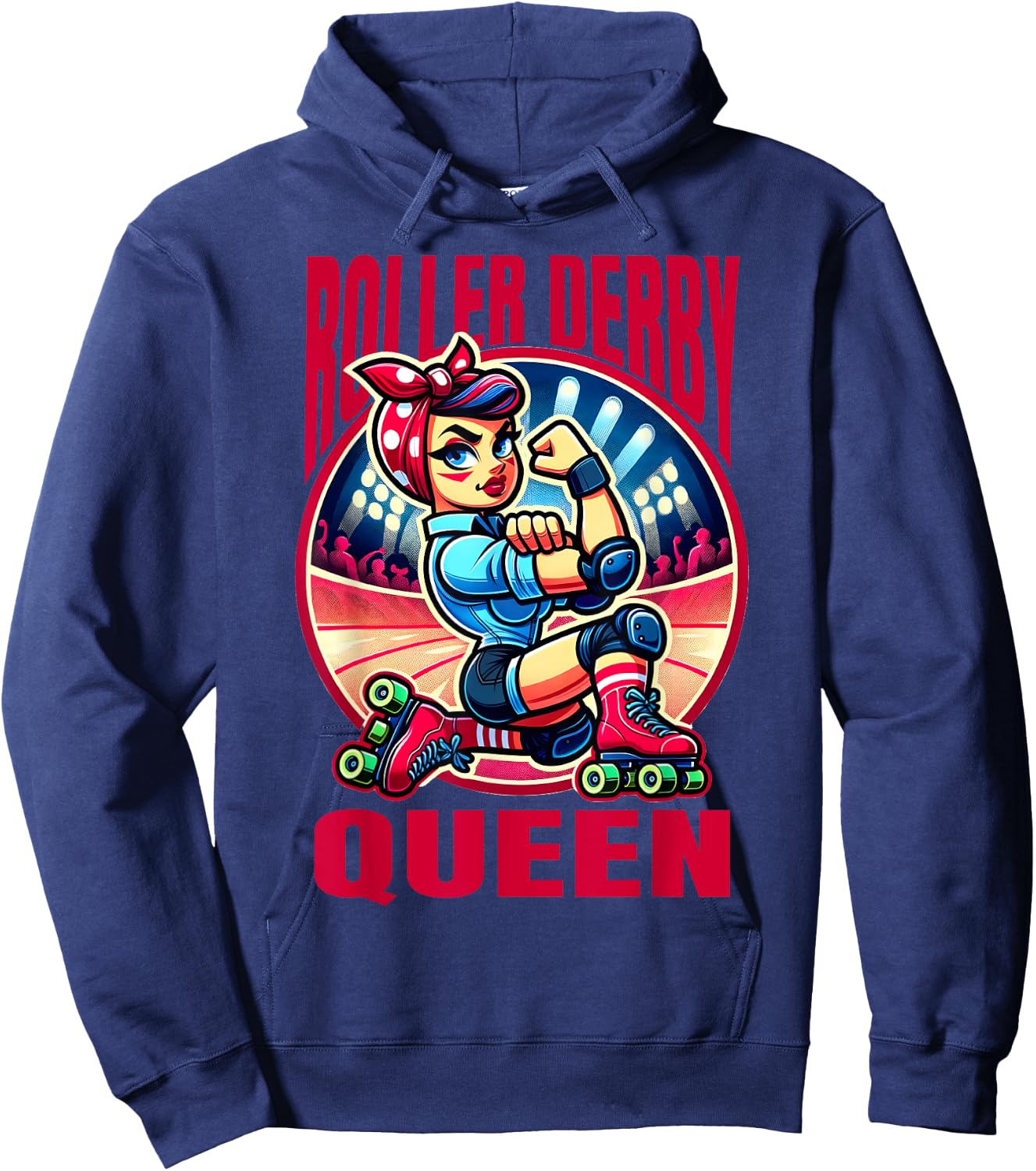 Roller Derby Queen Pinup Rosie the Riveter Roller Derby Girl Hoodie - Hoodie | Navy