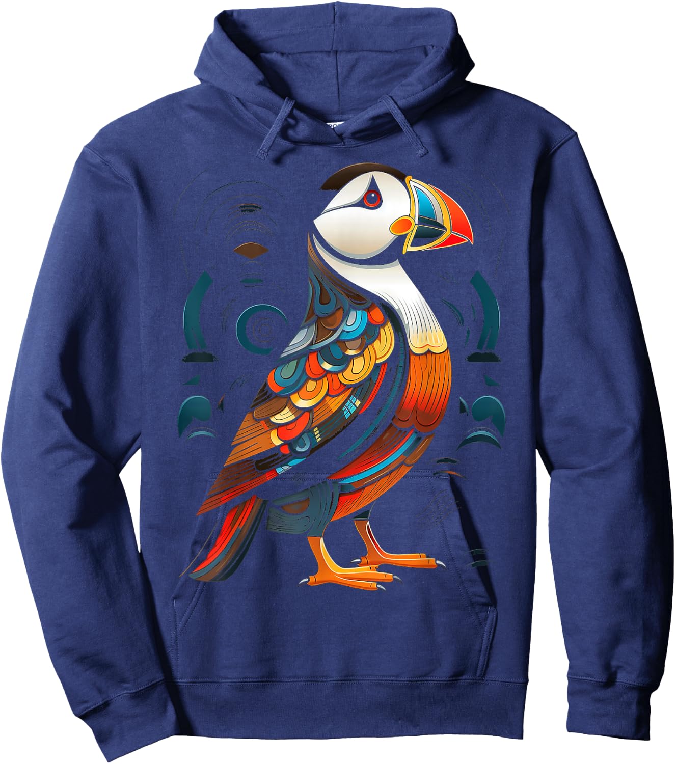 Puffin Animal Motif Artwork Puffin Hoodie - Hoodie | Navy