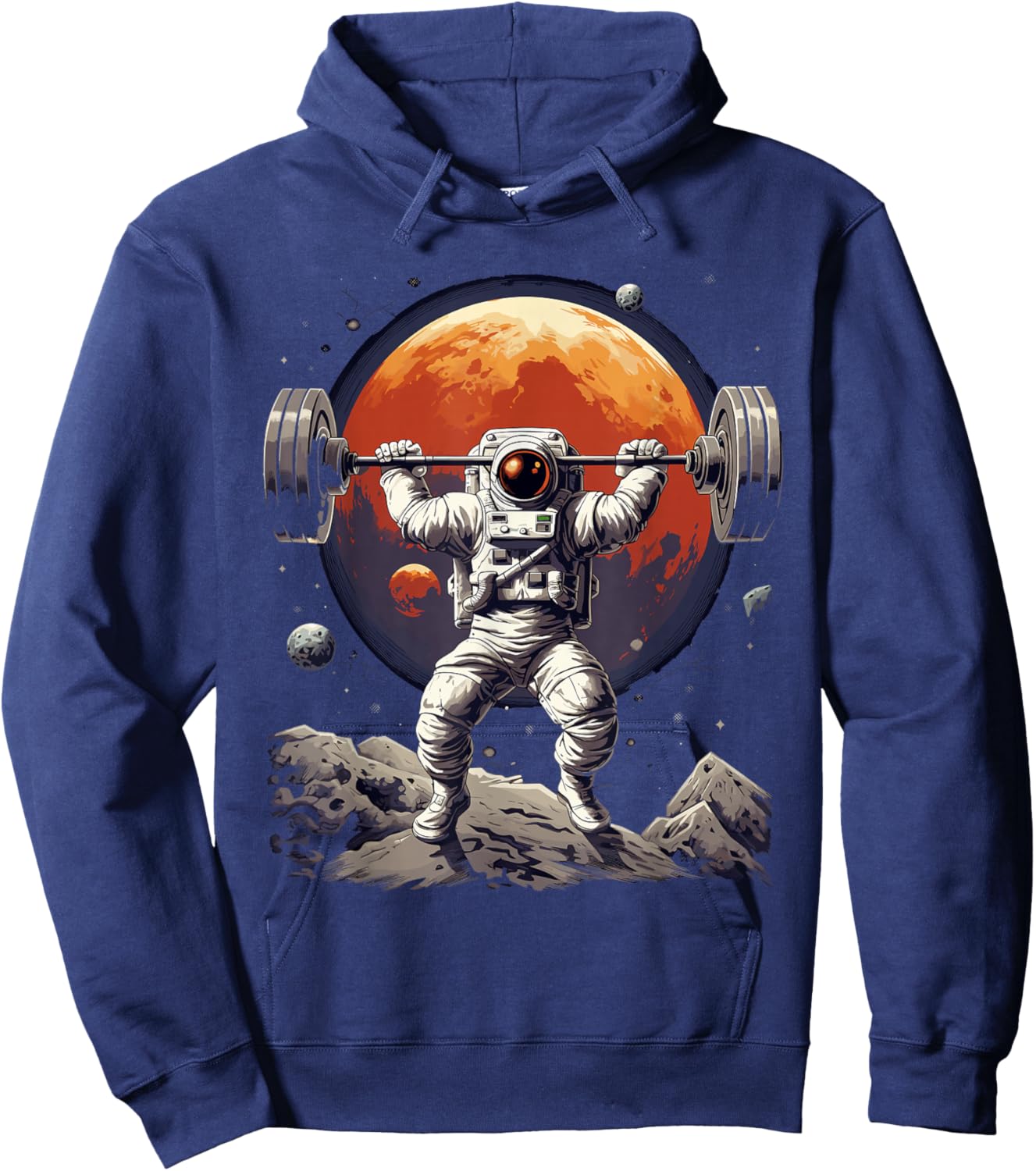 Funny Astronaut Space Weightlifting Fitness Gym Workout Men Hoodie - Hoodie | Navy