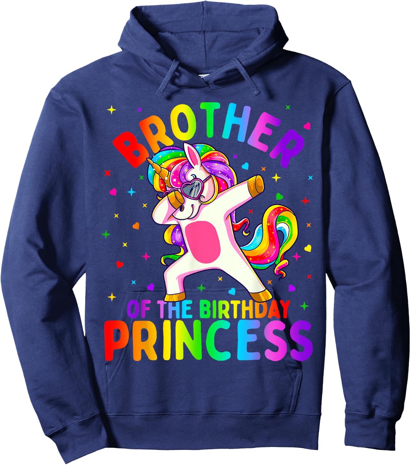 Brother of the Birthday Princess Girl Dabbing Unicorn Hoodie - Hoodie | Navy