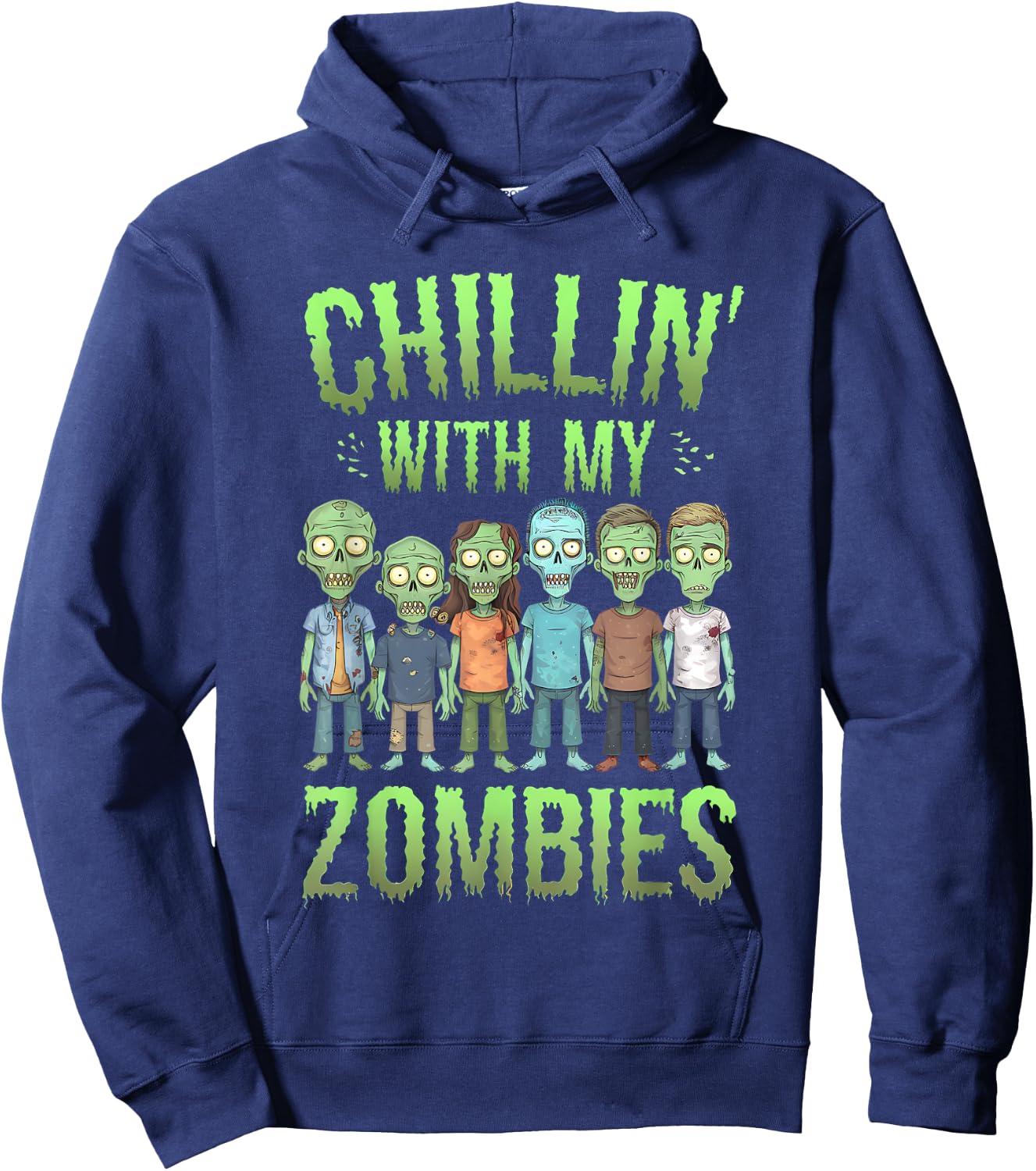 Chillin With My Zombies Halloween Men Women Boys Kids Funny Hoodie - Hoodie | Navy