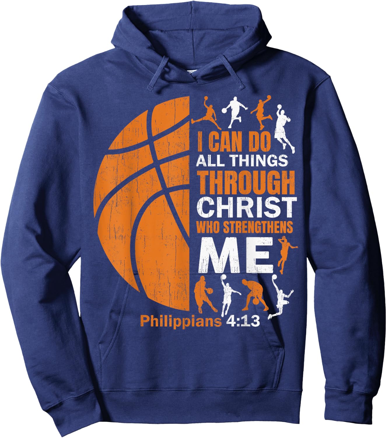 Basketball T Shirt Christian Christ Bible Verse Men Players Hoodie - Hoodie | Navy