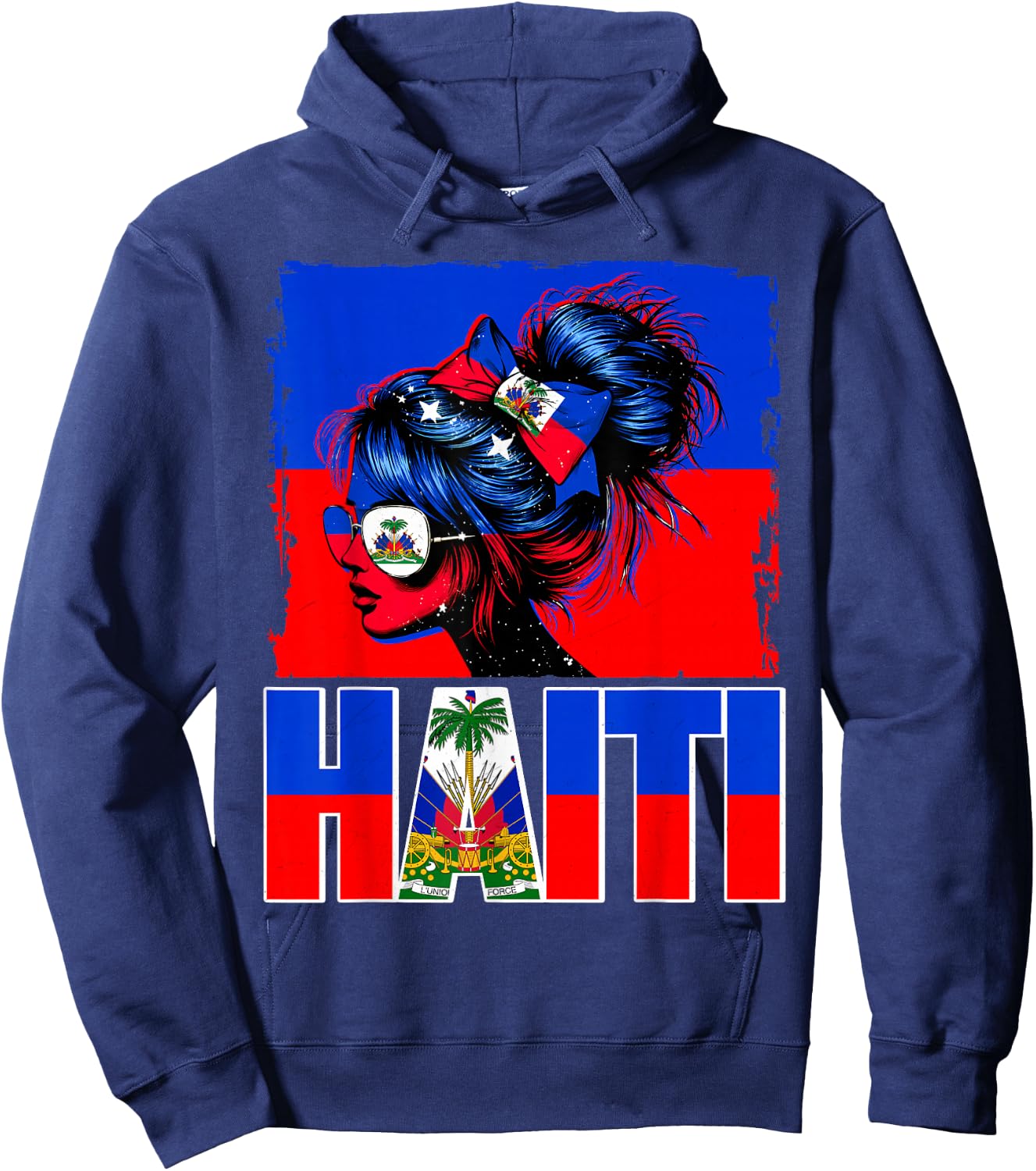 Haitian Girl Haiti Flag Proud Haitienne Afro Women Haiti Hoodie - Hoodie | Navy