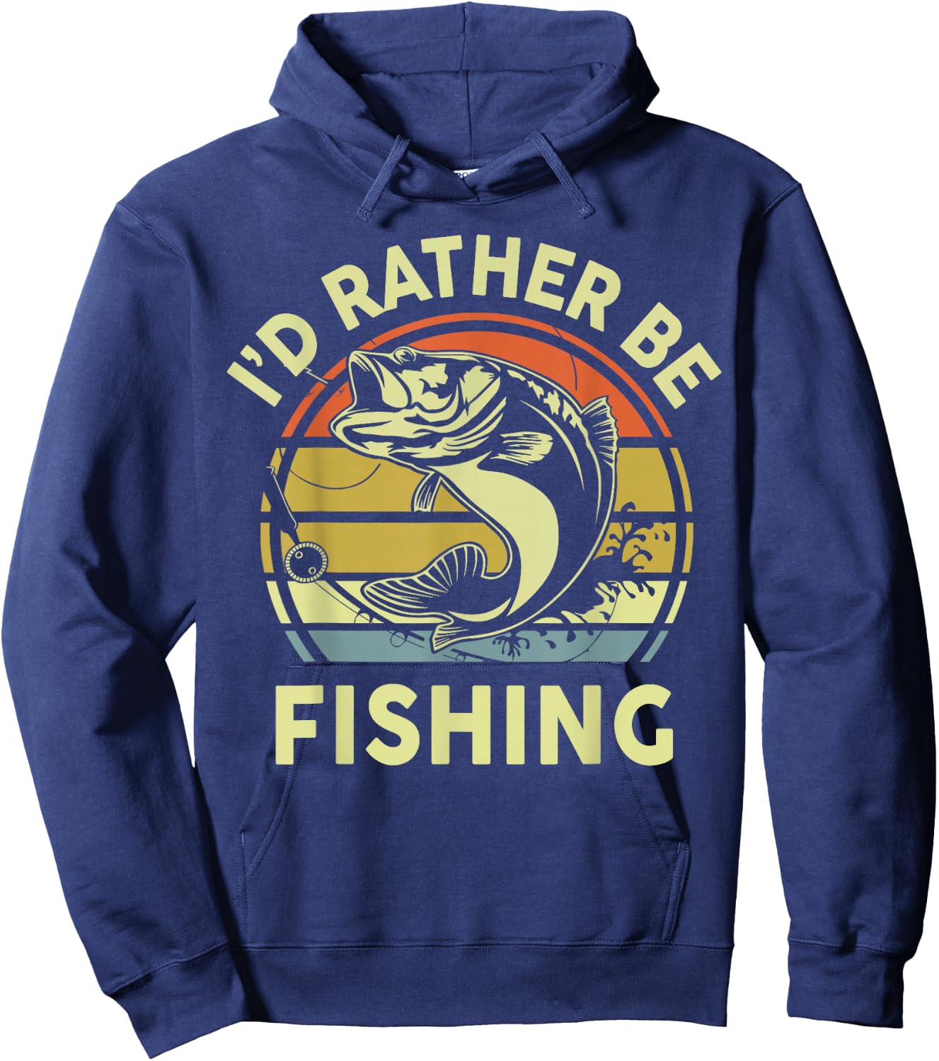 Fishing-Shirt I'd Rather Be Fishing Bass Dad Funny Graphic Hoodie - Hoodie | Navy