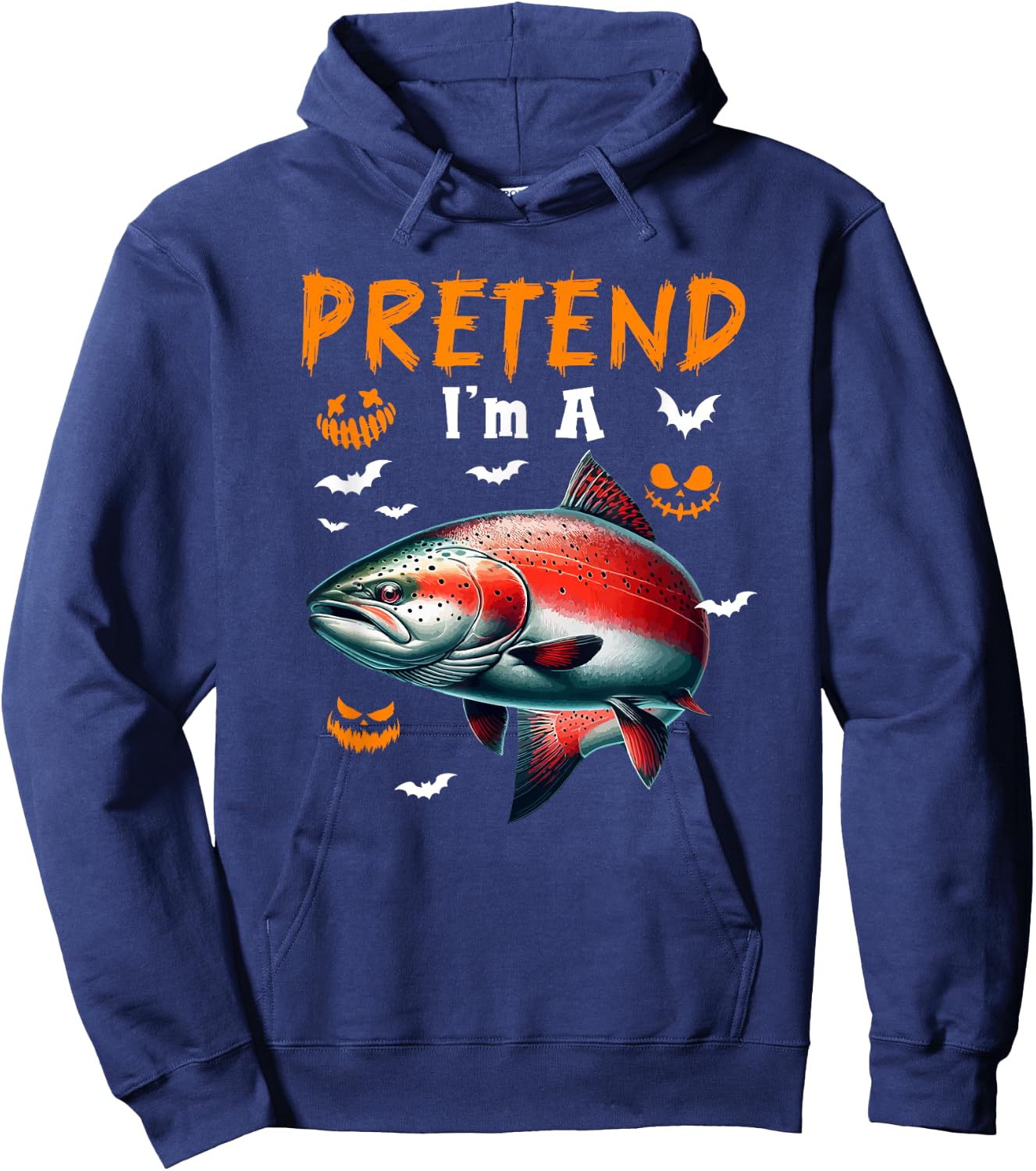 Pretend I'm A Salmon Halloween Costume Fishing Lover Hoodie - Hoodie | Navy