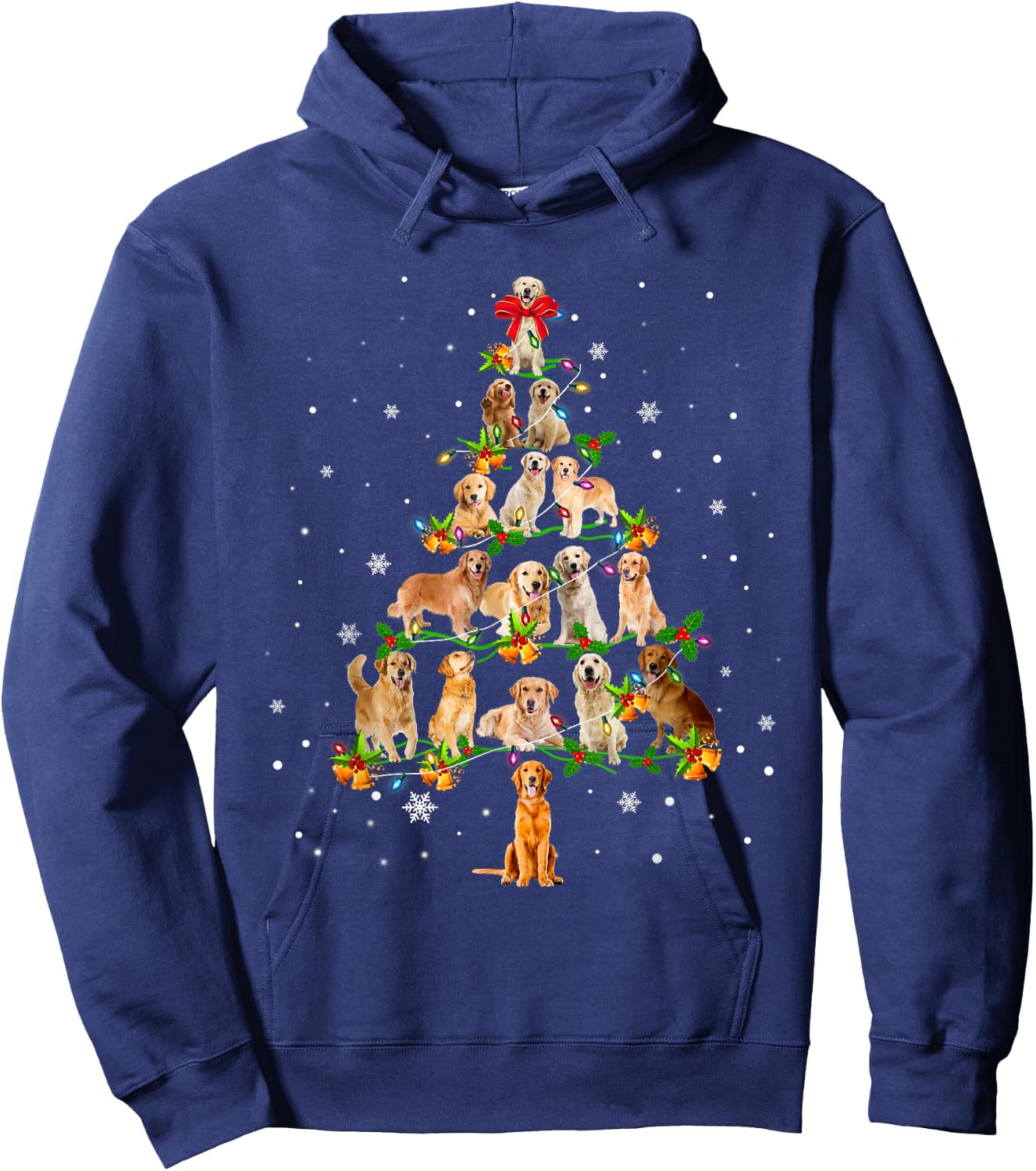 Golden retriever Christmas Tree Santa Funny Dog Lover Gift Women Hoodie - Hoodie | Navy