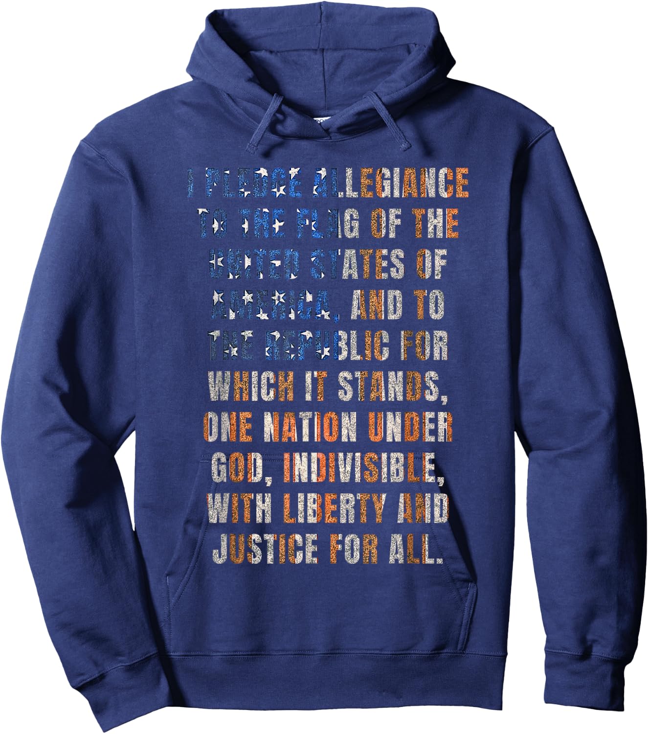 USA Pledge of Allegiance 4th of July Distressed Retro Kids Men Hoodie - Hoodie | Navy