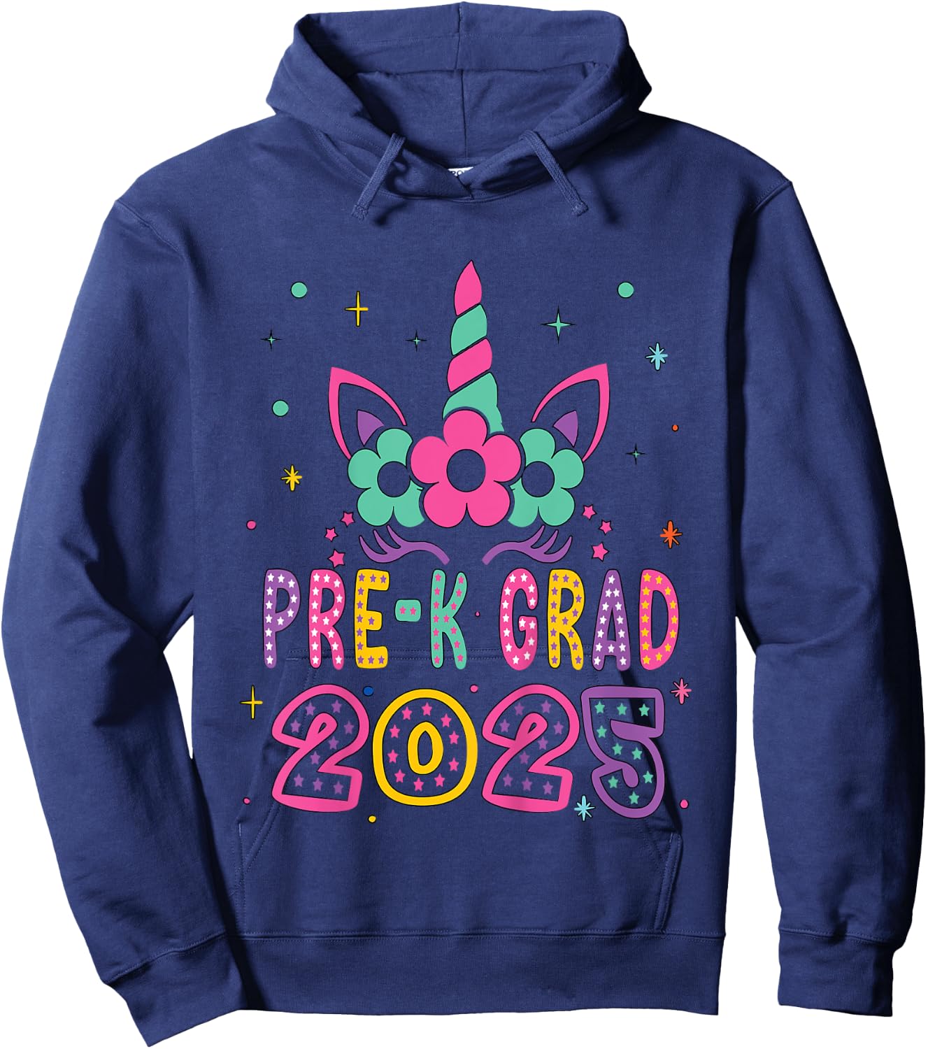 Kids Pre-K Grad Preschool Graduation 2025 Unicorn Toddler Girl Hoodie - Hoodie | Navy