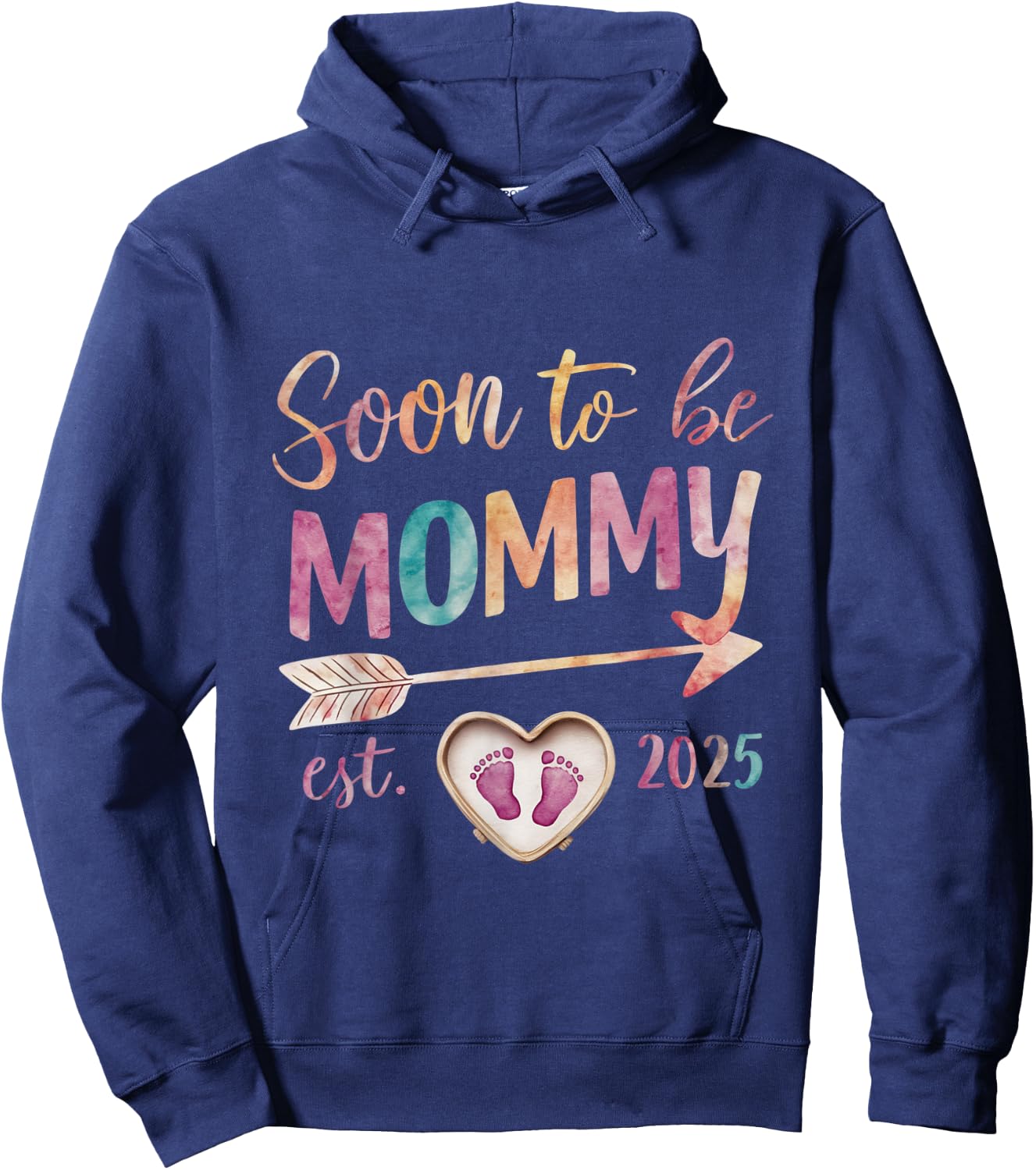 Soon To be Mommy 2025 Mom Est 2025 Loading Promoted to Mommy Hoodie - Hoodie | Navy