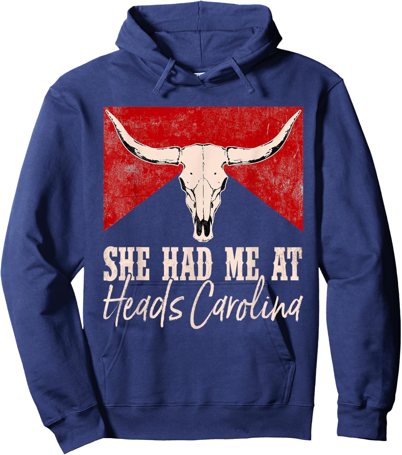 She Had Me At Heads Carolina Western Funny Costume Hoodie - Hoodie | Navy
