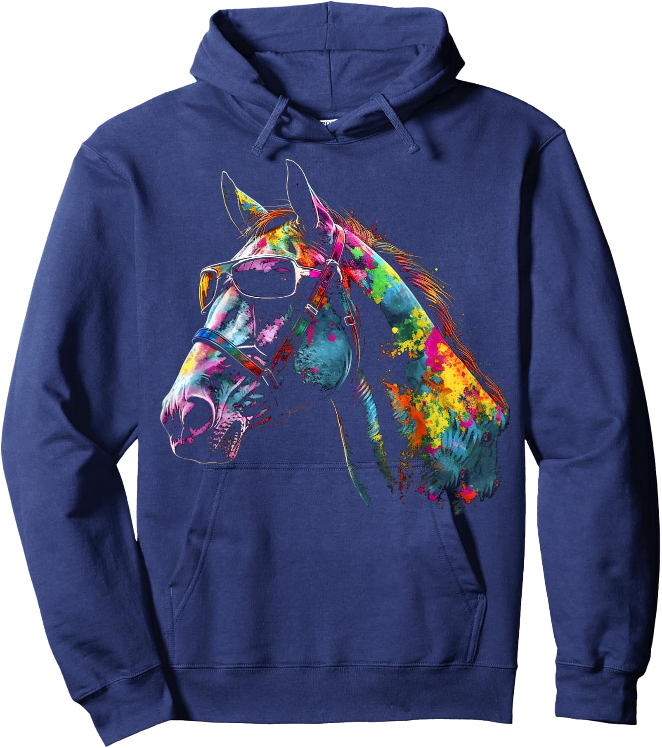 Horse Artwork Colourful Sunglasses - Animal Horse Hoodie - Hoodie | Navy