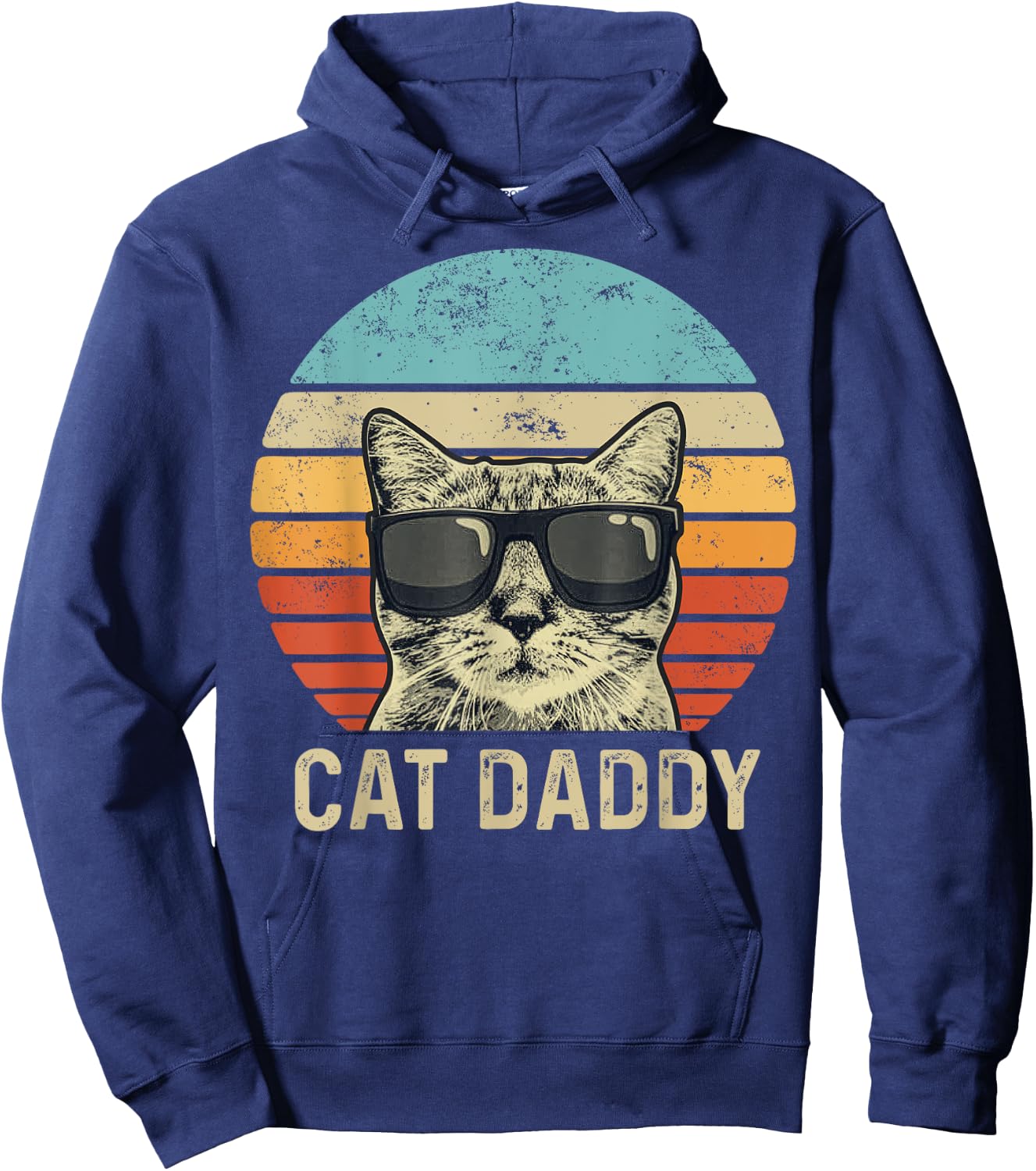 Cat Daddy Retro Cat Sunglasses Cool Cat Dad Gift Fathers Day Women Girls Kids Hoodie - Hoodie | Navy