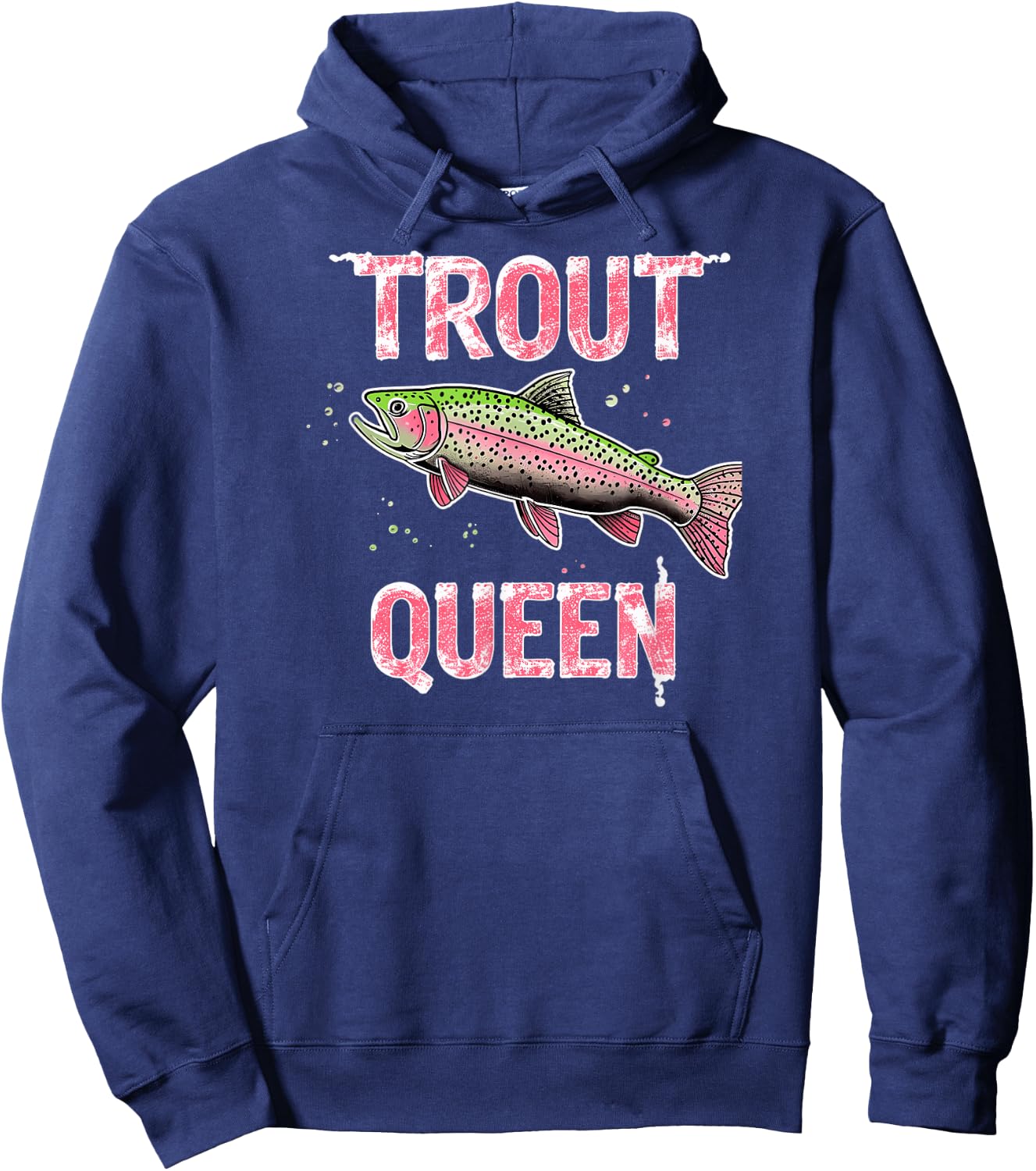 Trout Queen Fly Fishing Angler Women Outdoor Design Hoodie - Hoodie | Navy