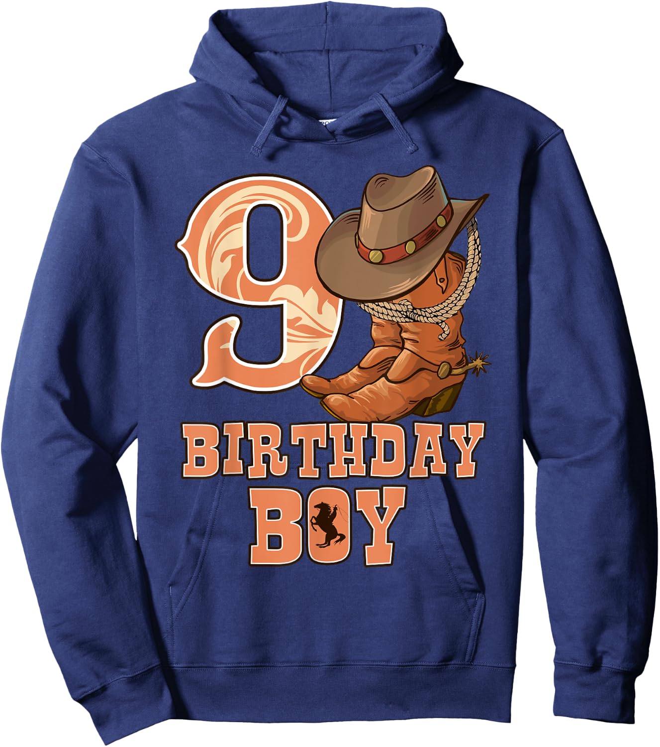 Western 9th Birthday Cowboy 9 Year Old Boy Rodeo Bday Hoodie - Hoodie | Navy