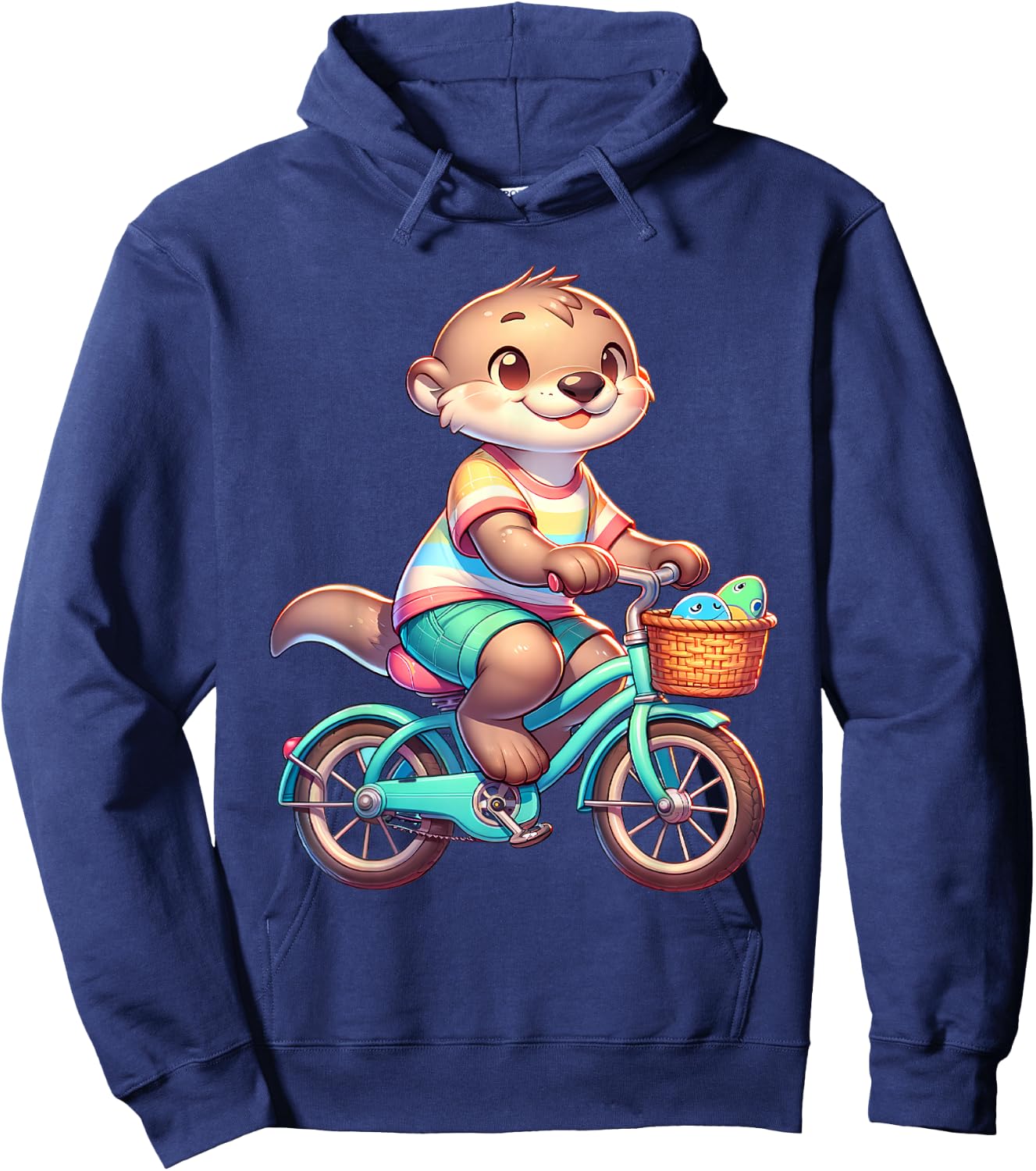 Cute Otter on Bicycle Cycling Animal Men Women Kids Hoodie - Hoodie | Navy