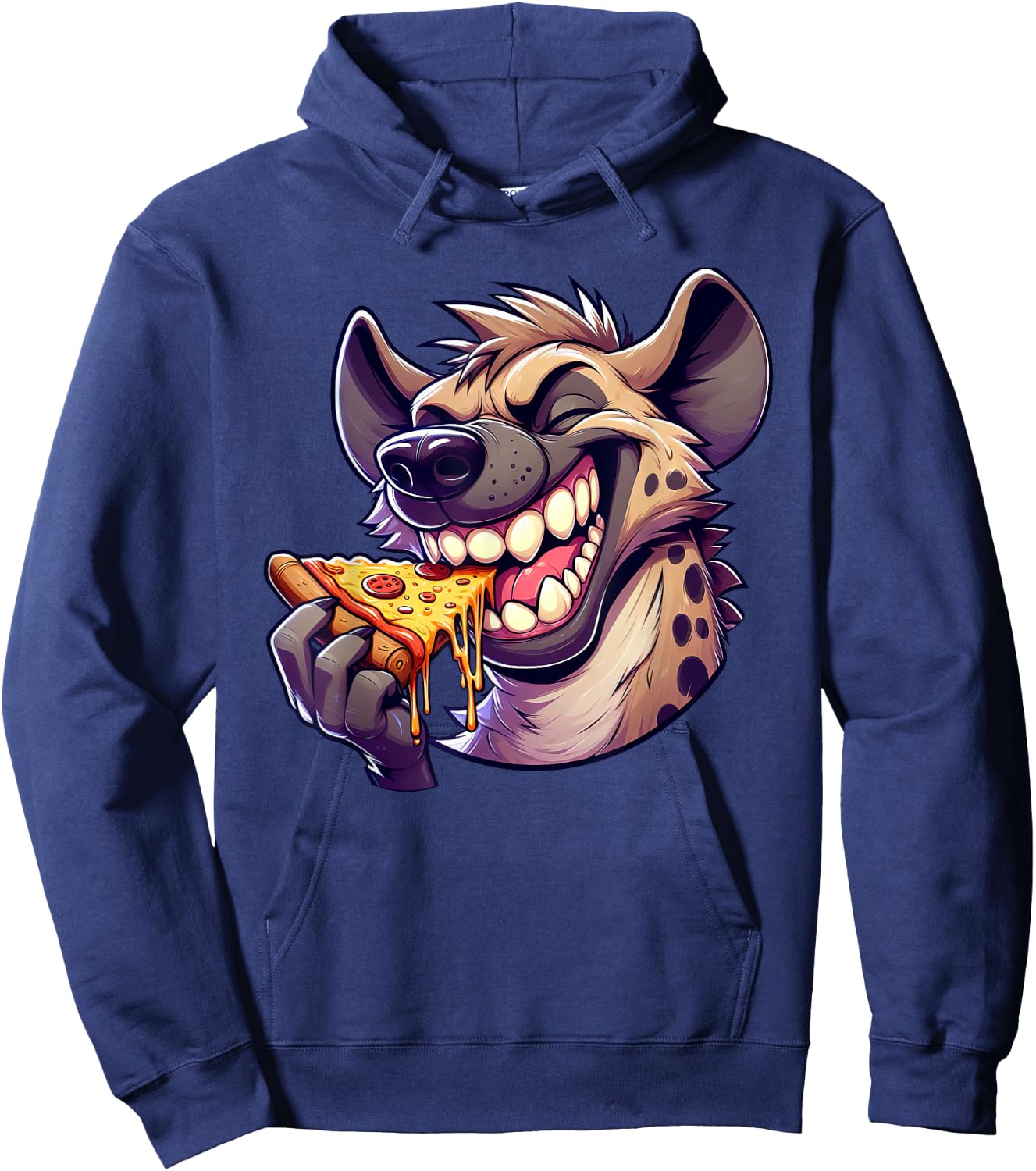 Cool Hyena Pizza Lover Cartoon Hyena Hoodie - Hoodie | Navy