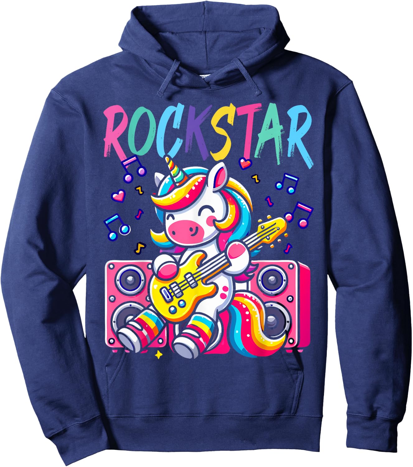 Unicorn Rock Star Guitar Rockin' Music Singer Funny Kids Hoodie - Hoodie | Navy