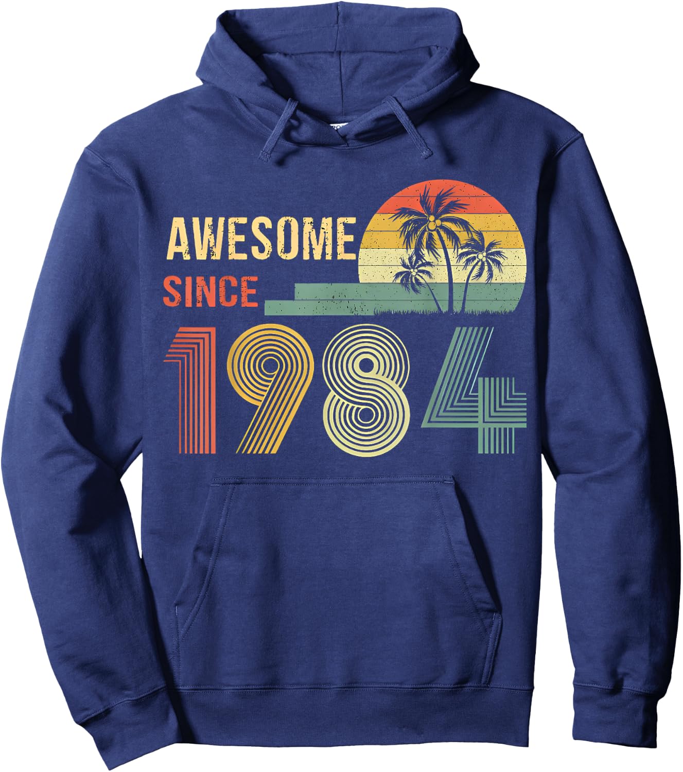 Awesome Since 1984 Year Of Birth Birthday 1984 Vintage Hoodie - Hoodie | Navy