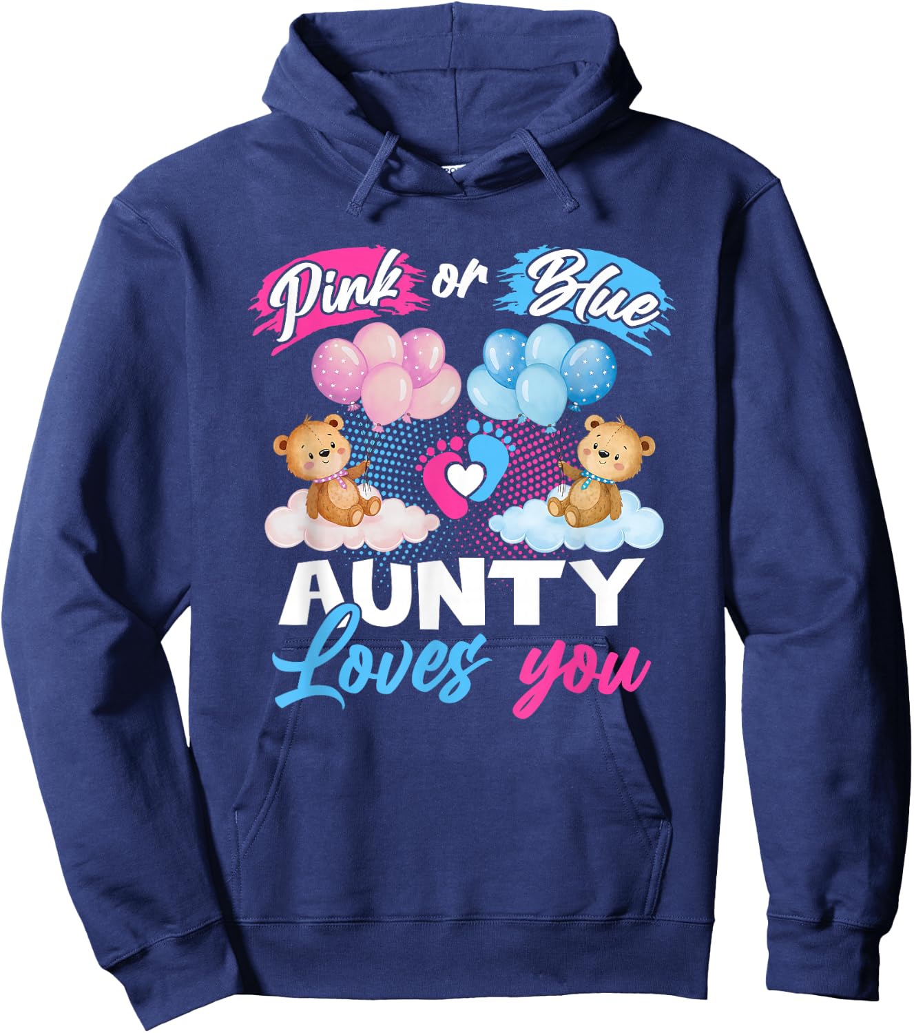 Bears Pink Or Blue Aunty Loves You Gender Reveal Hoodie - Hoodie | Navy
