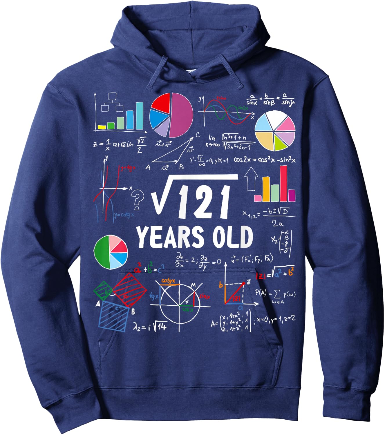Square Root of 121 11th Birthday 11 Year Old Love Math Hoodie - Hoodie | Navy