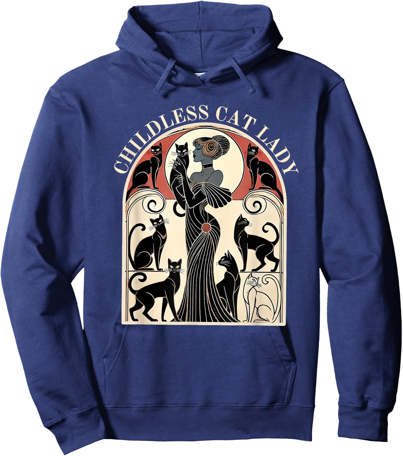 Childless Cat Ladies Cat Karma Retro Funny Hoodie - Hoodie | Navy