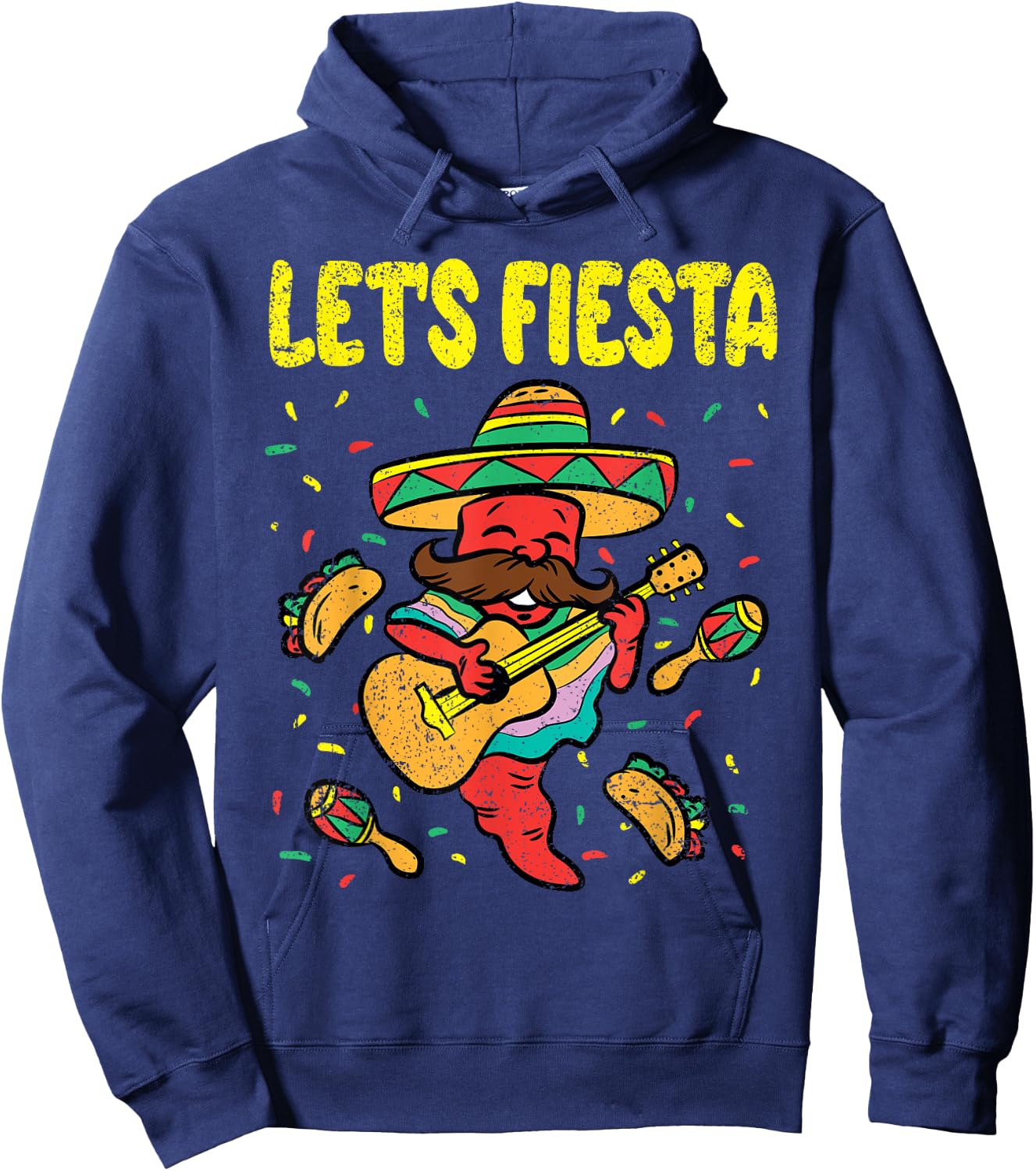 Lets Fiesta Cinco De Mayo Mexican Mariachi Taco Maracas Hoodie - Hoodie | Navy