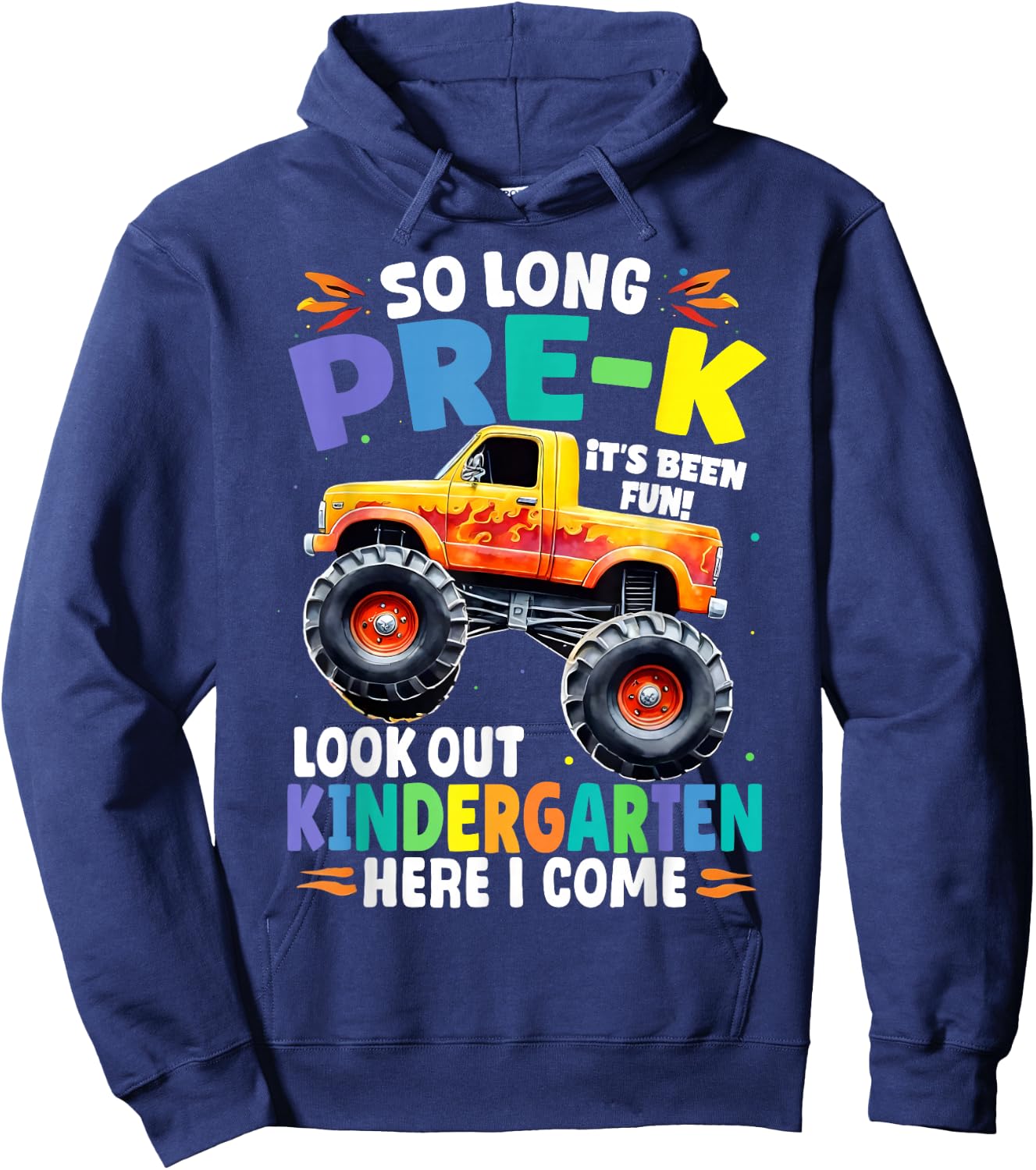 So Long Pre-K Graduation Class 2025 Monster Truck Hoodie - Hoodie | Navy