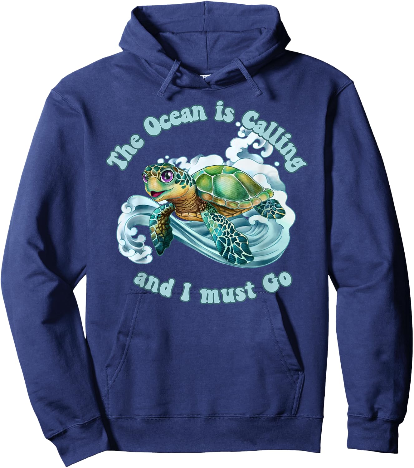 The Ocean is Calling and I must Go Sea Turtle Beach Lover Hoodie - Hoodie | Navy