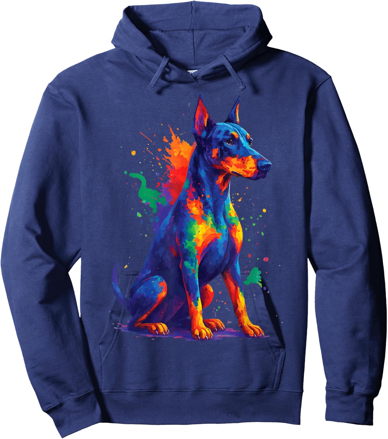 Doberman Colorful Hoodie - Hoodie | Navy
