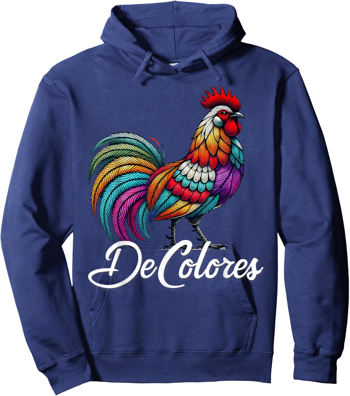 DeColores Cursillo Rainbow Rooster Catholic Hoodie - Hoodie | Navy