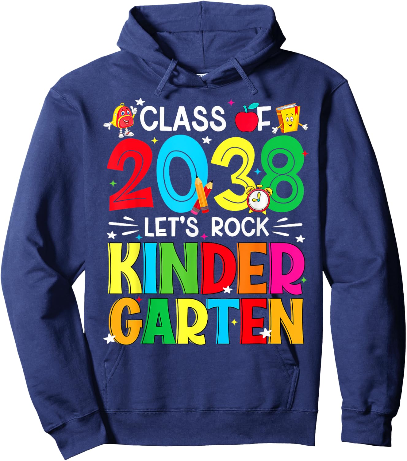 Class Of 2038 Let's Rock Kindergarten First Day Of School Hoodie - Hoodie | Navy