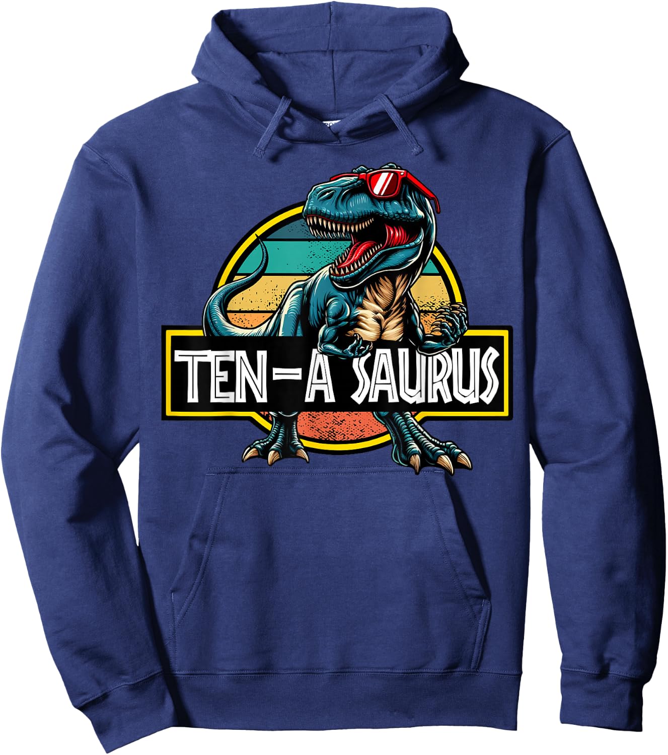 Ten A Saurus T Rex Dinosaur Birthday Party 10 Year Old Hoodie - Hoodie | Navy